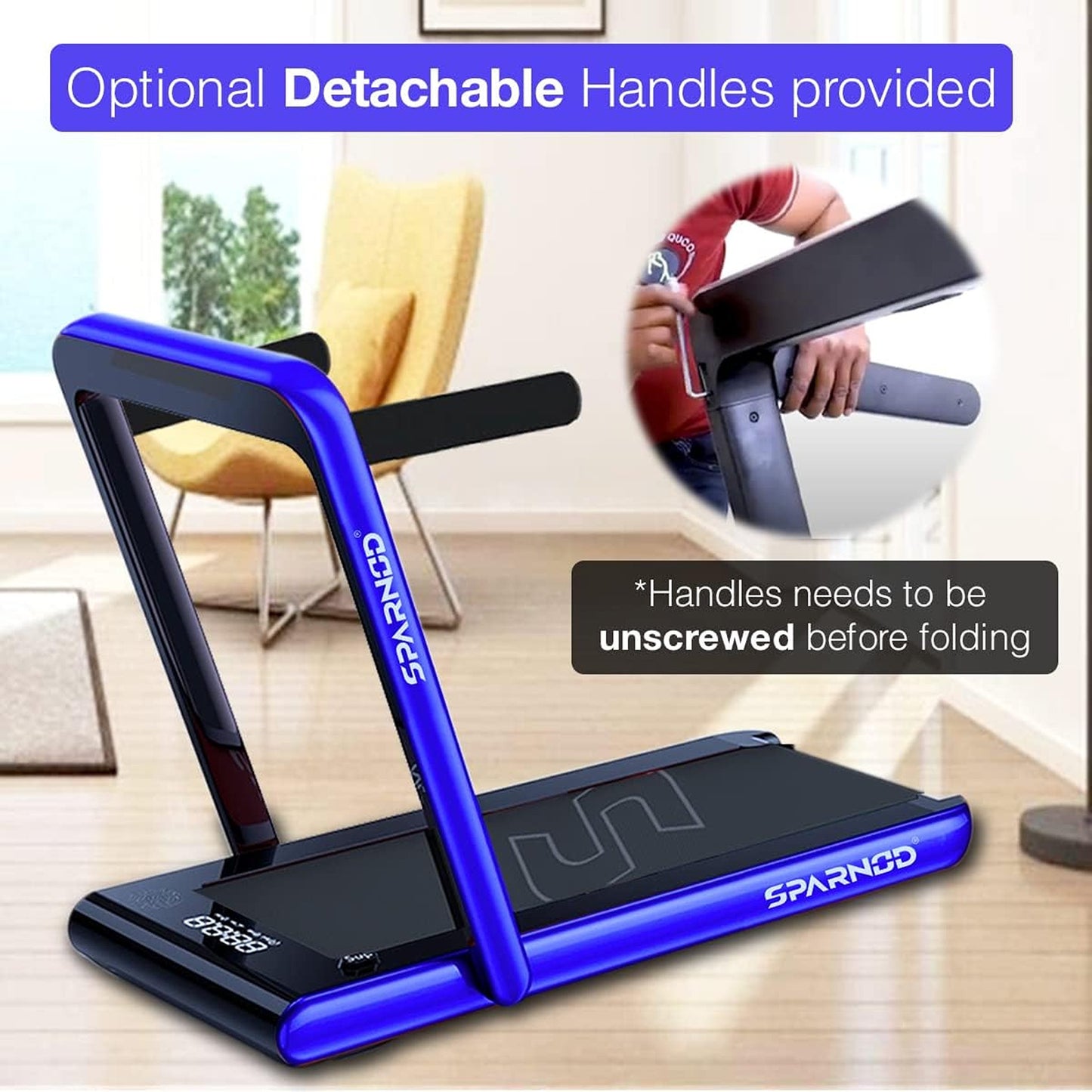 Sparnod Fitness 4HP 2 in 1 Foldable Treadmill, STH-3020