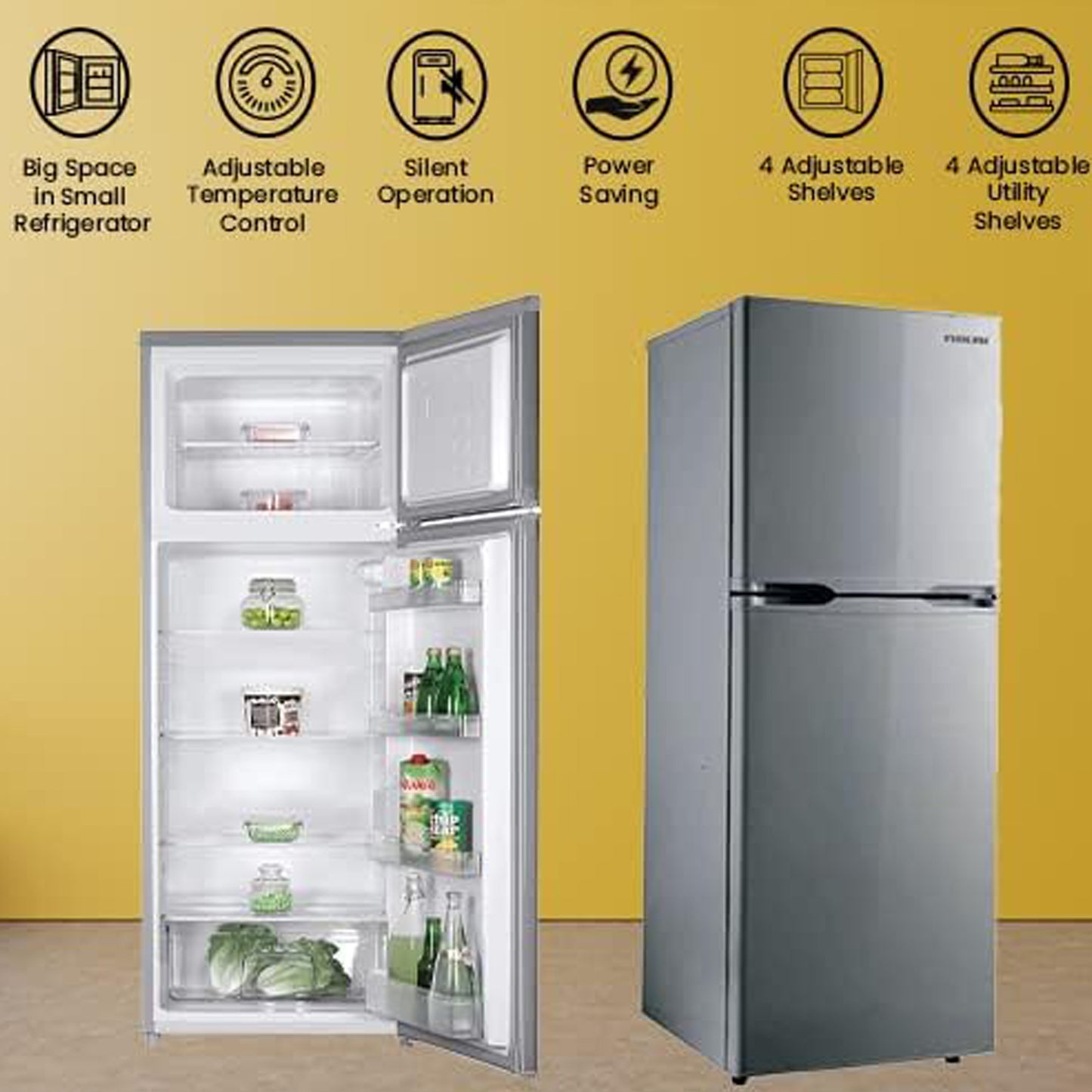 Nikai 190L Double Door Refrigerator with Vegetable Crisper, NRF190DN4S