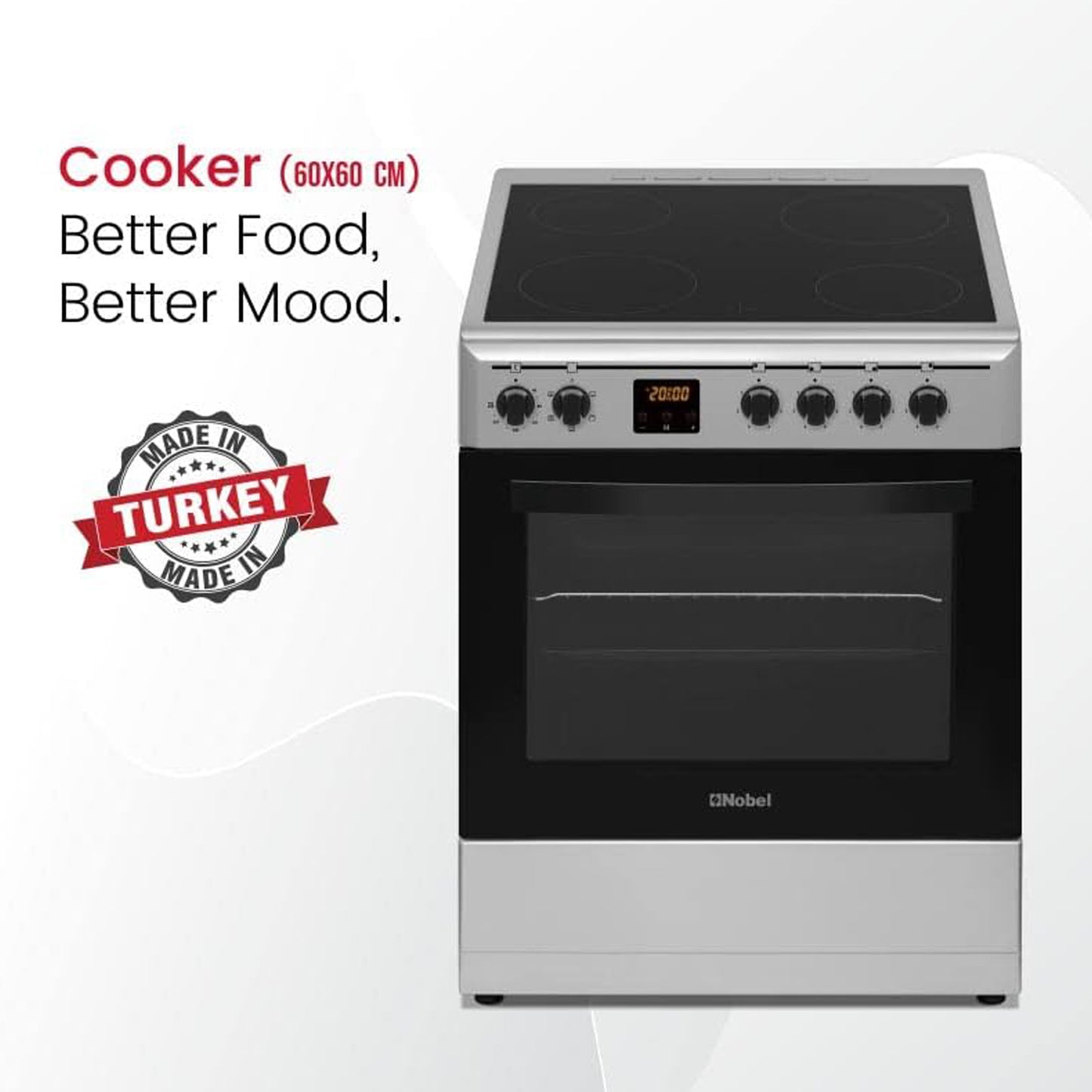 Nobel 60 x 60 Ceramic Cooker with Electric Grill & Oven, NGC60VTC
