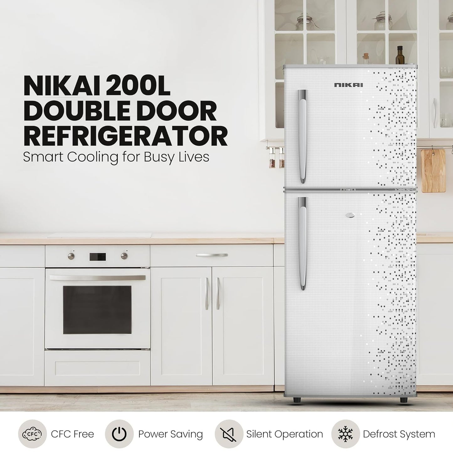 Nikai 200L Double Door Refrigerator, NRF200DN3M