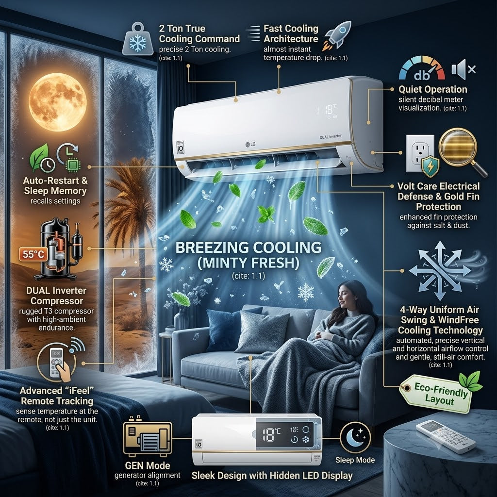 LG 2 Ton Inverter T3 Split Air Conditioner, S4UQ24K23QE