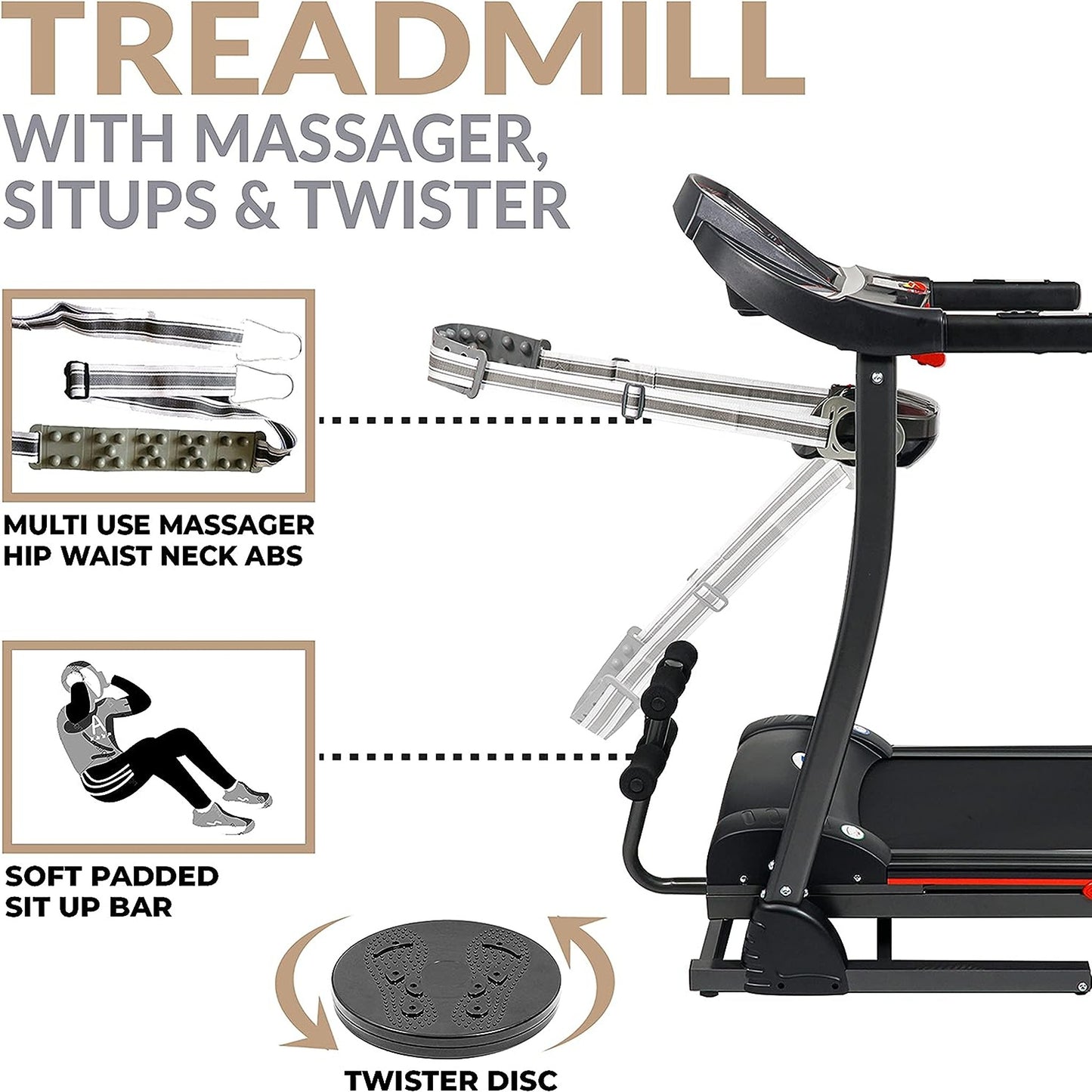 SKY LAND 4 In 1-Massager Foldable Motorized Treadmill, EM-1242