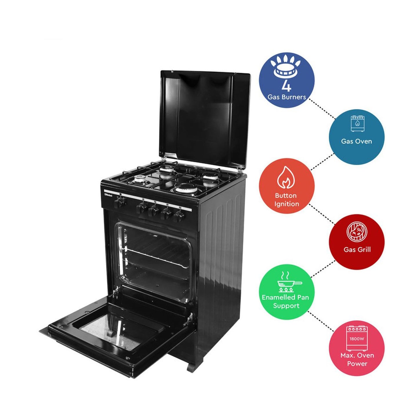Nobel 50X50 4 Burner Gas Cooker, NGC5000-BK
