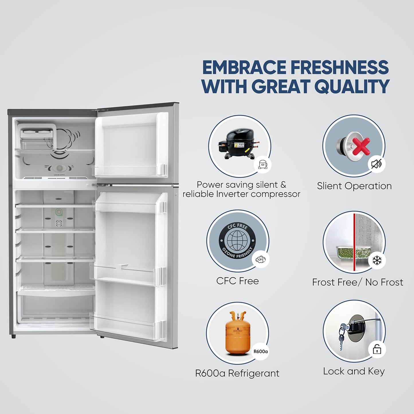 Nikai 300L Fully No Frost Double Door Refrigerator, NRF300FSS