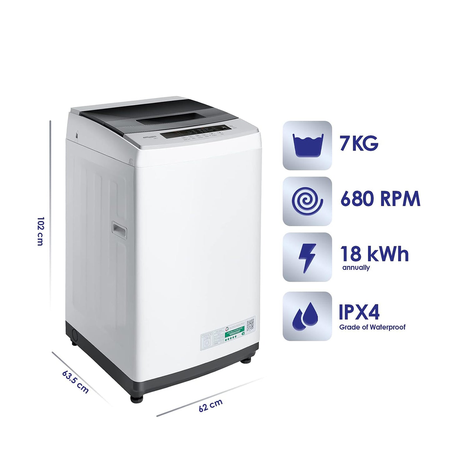 Super General 7KG Fully Automatic Top Load Washing Machine, SGW721