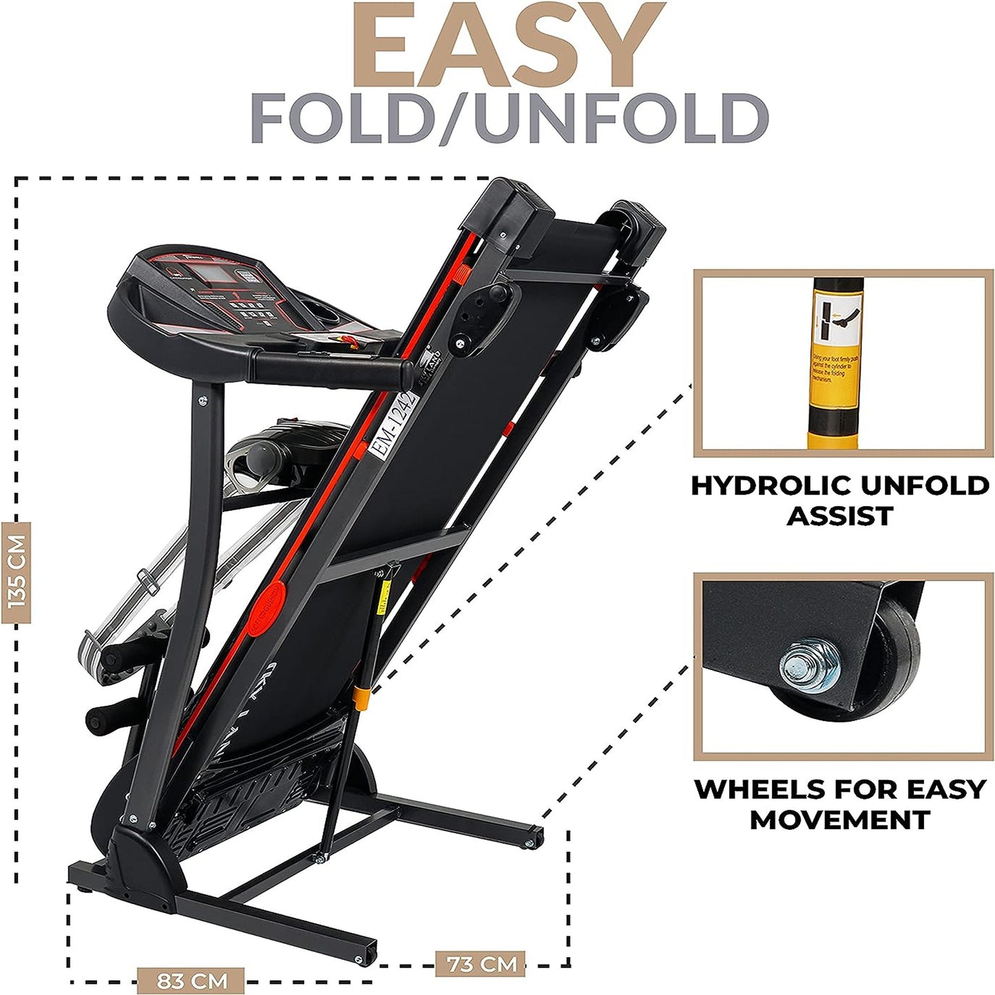SKY LAND 4 In 1-Massager Foldable Motorized Treadmill, EM-1242