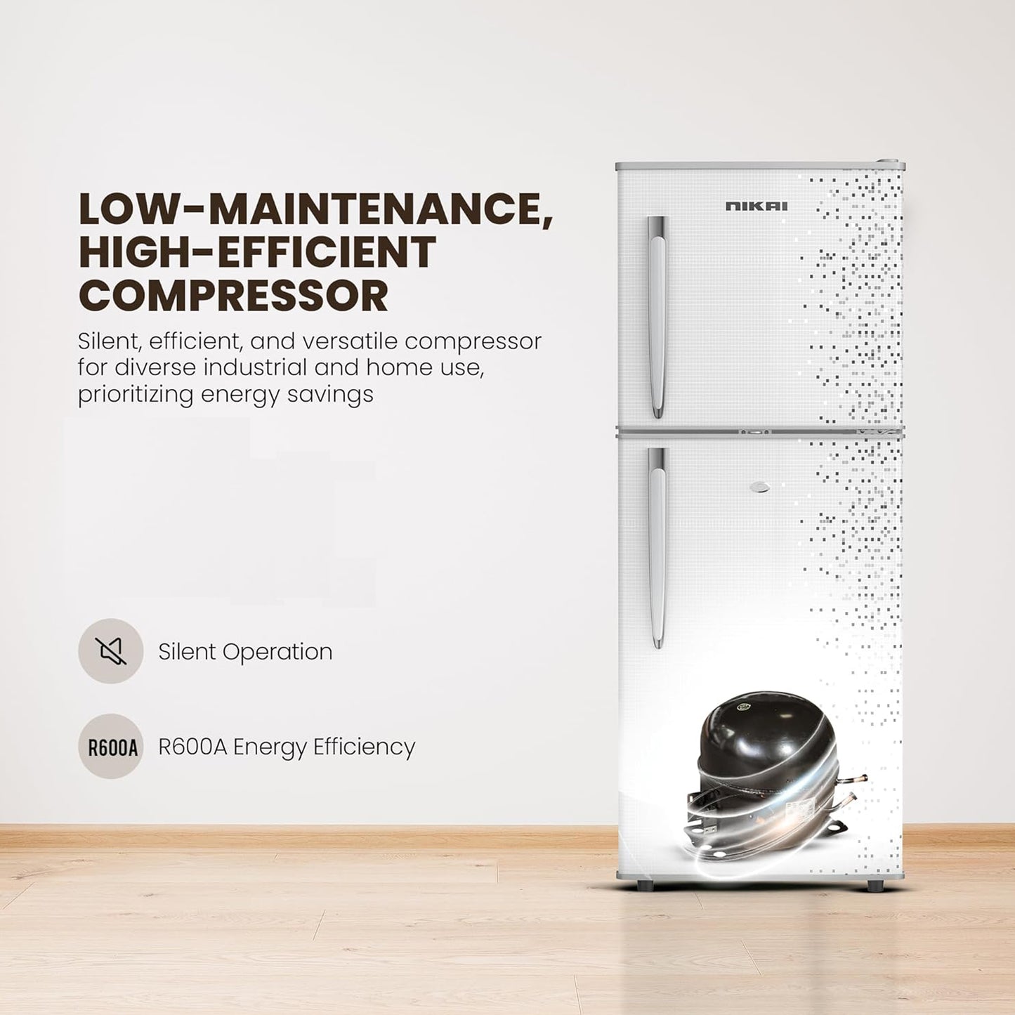 Nikai 200L Double Door Refrigerator, NRF200DN3M
