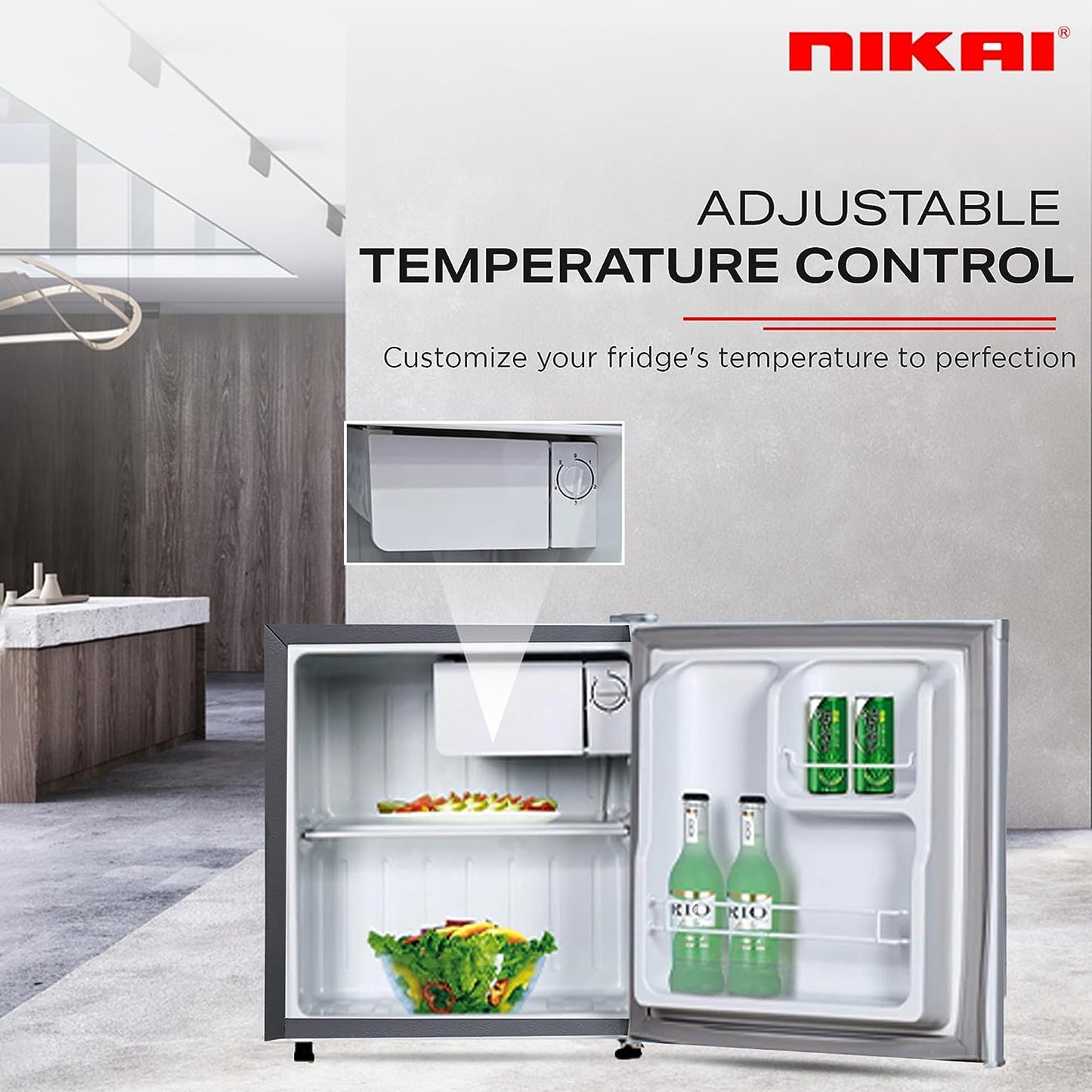 Nikai 65L Compact Single Door Mini Refrigerator, NRF65N6S