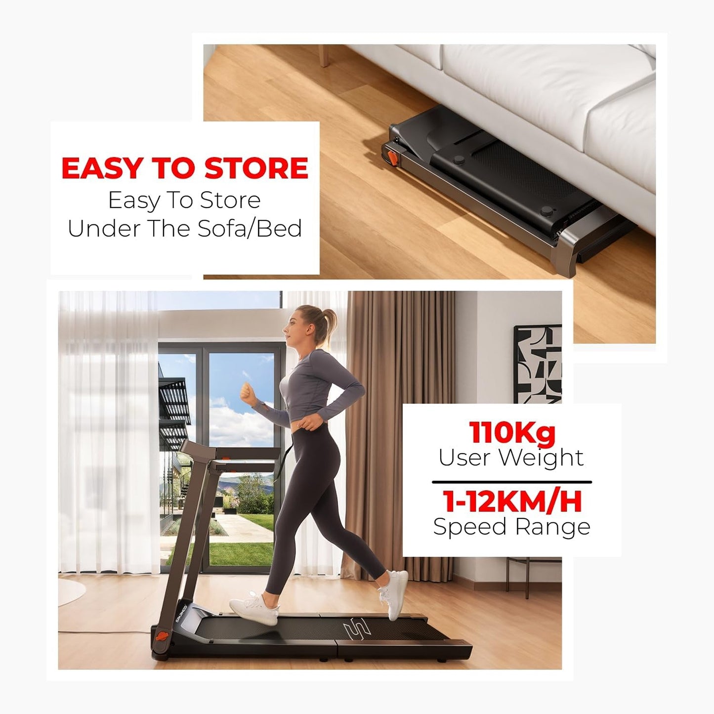 Sparnod 180 Degree Folding Running Deck Treadmill, STH-3090