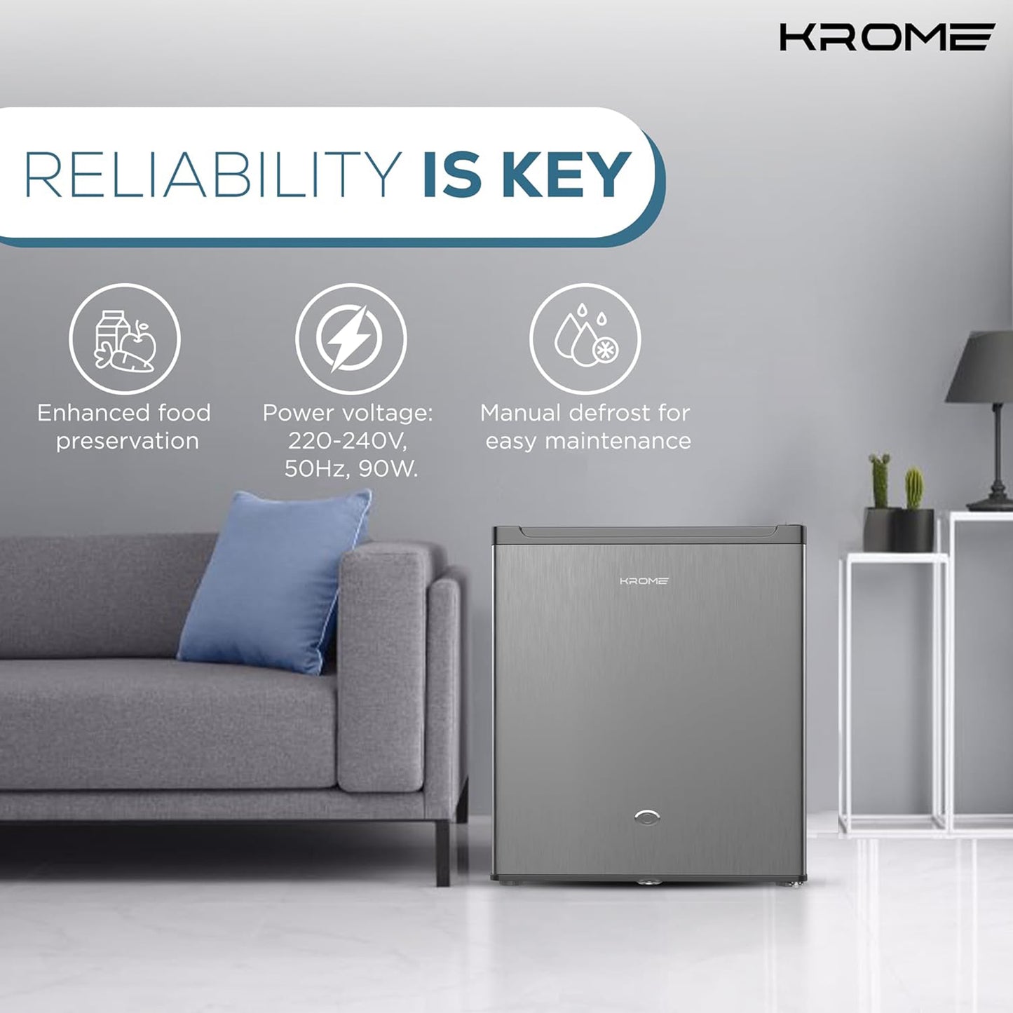 Krome 60L Single Door Refrigerator, KR-RDC 60H