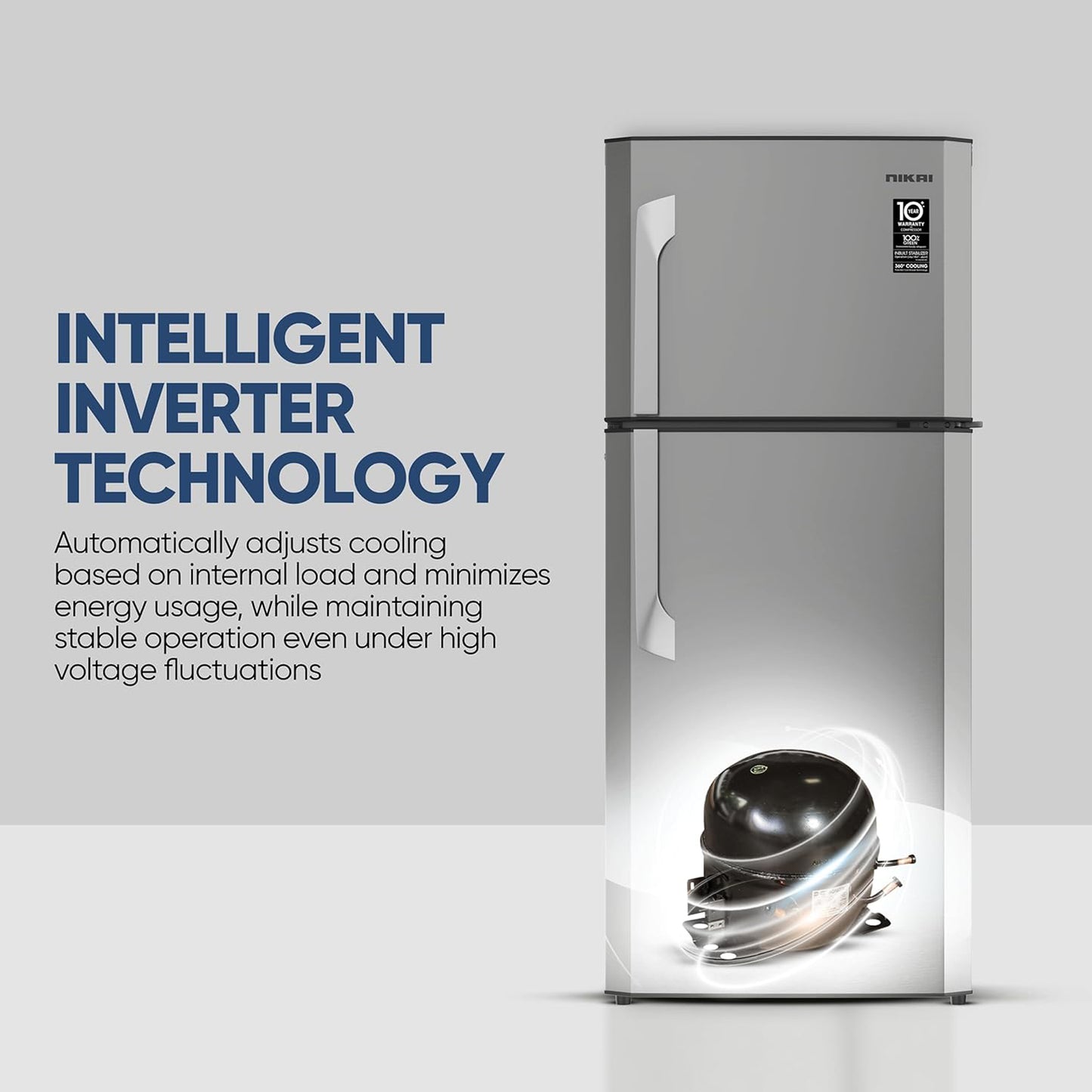 Nikai 300L Fully No Frost Double Door Refrigerator, NRF300FSS