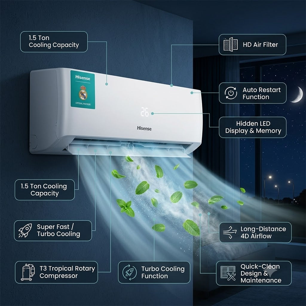 Hisense 1.5 Ton T3 Split Air Conditioner - AS18CF4SKTKA01