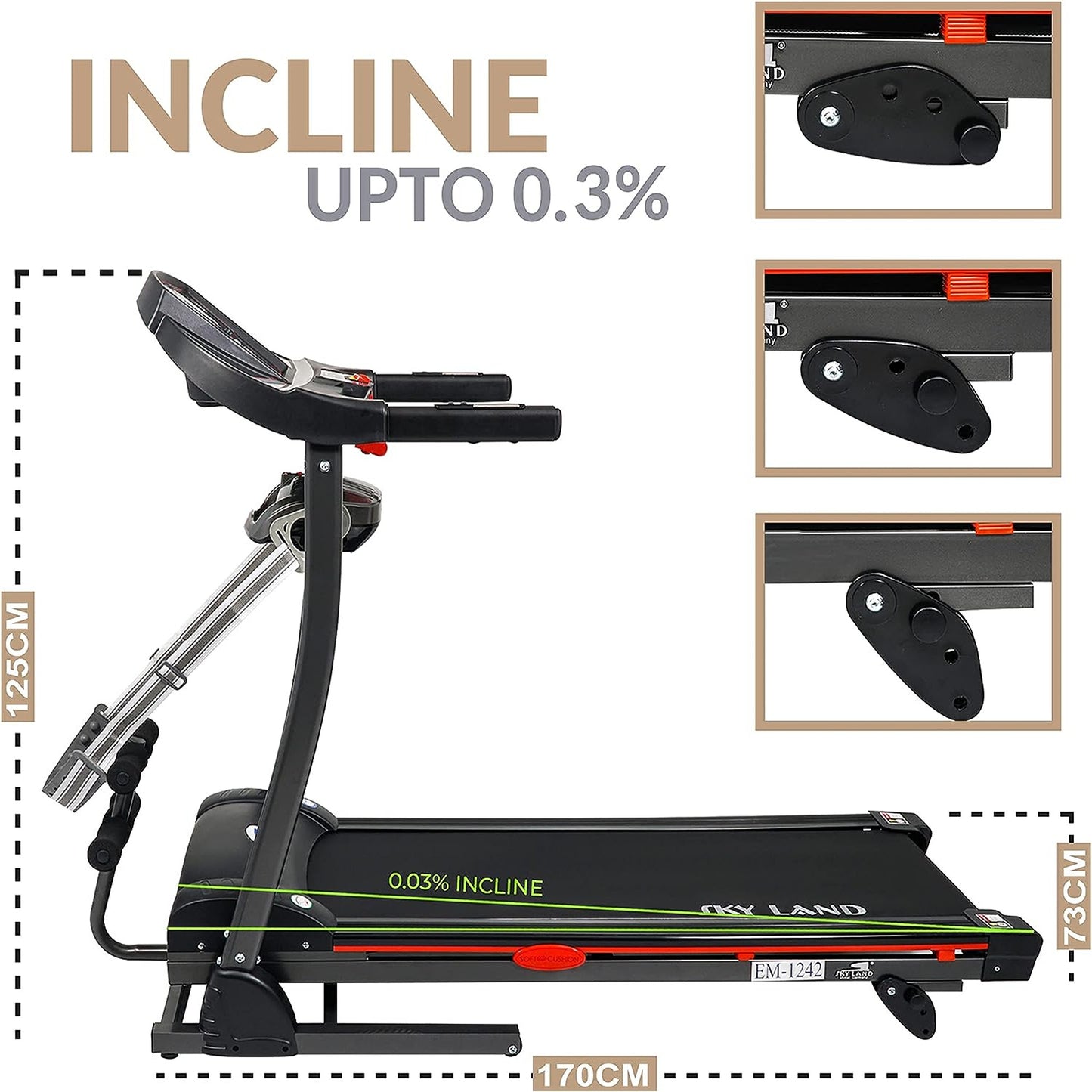 SKY LAND 4 In 1-Massager Foldable Motorized Treadmill, EM-1242
