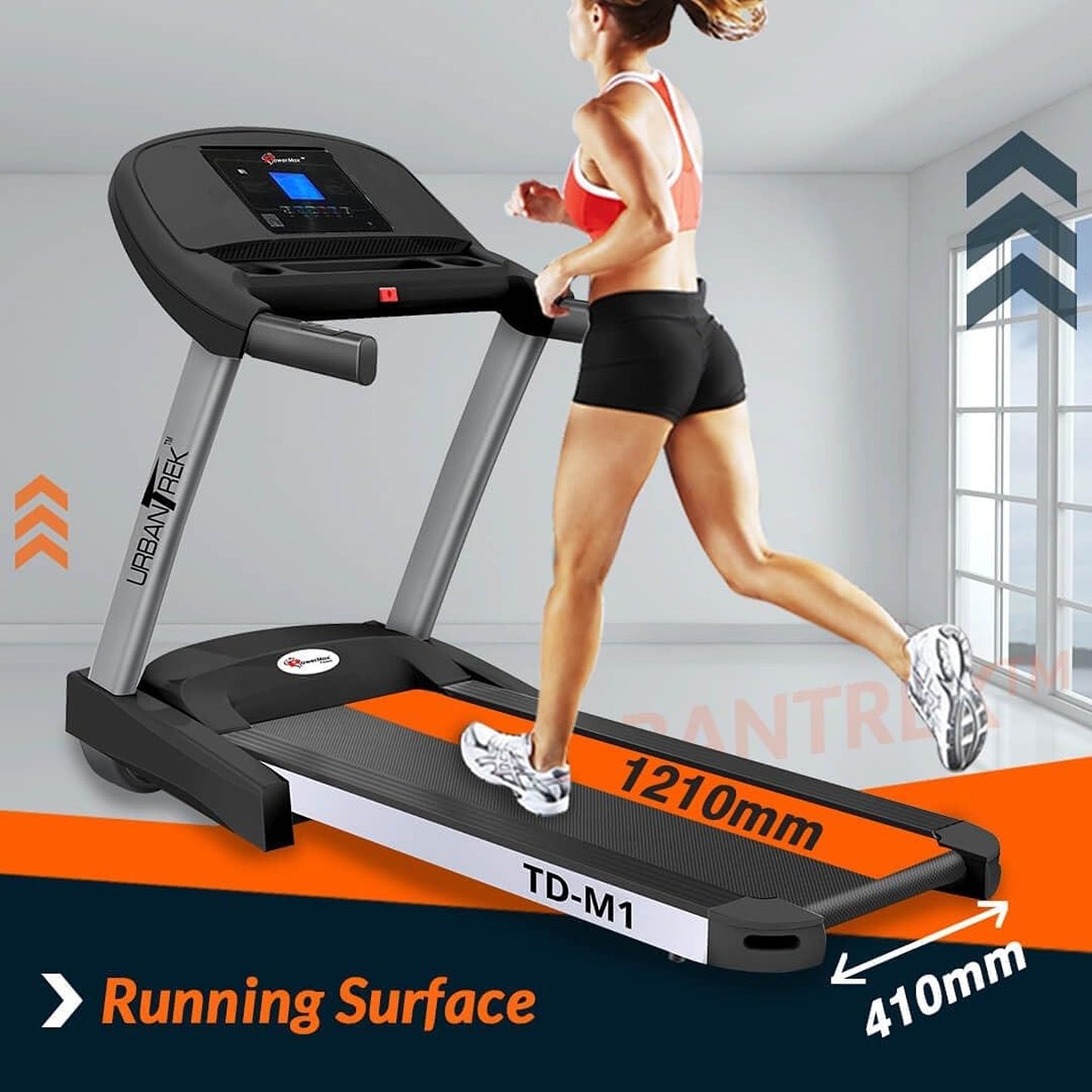 PowerMax 4HP Motorized Plug and Run Treadmill, TD-M1