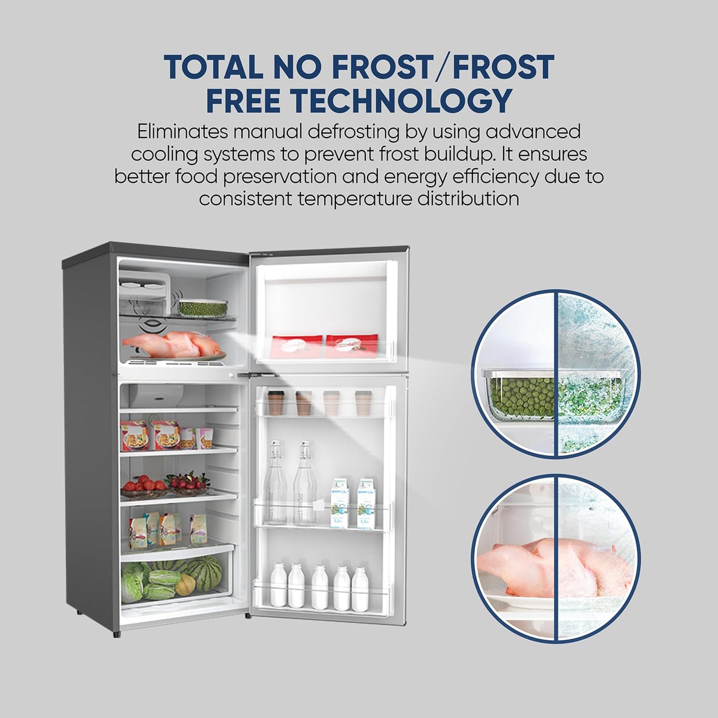 Nikai 300L Fully No Frost Double Door Refrigerator, NRF300FSS