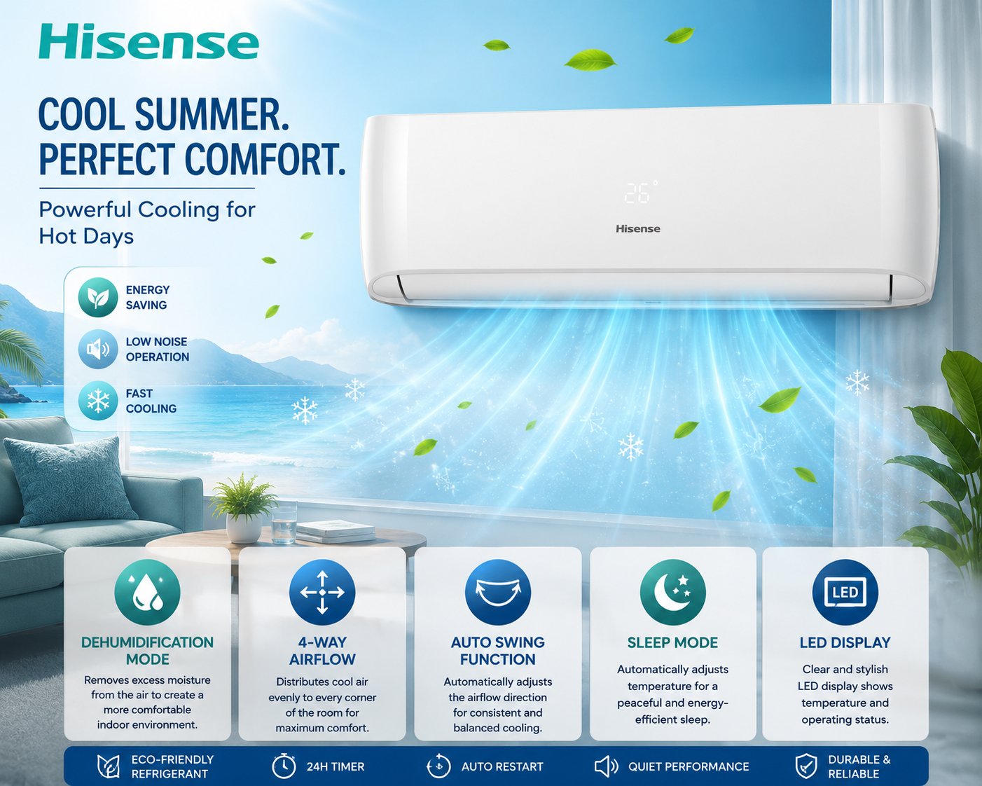 Hisense 1 Ton Inverter Split Air Conditioner, AS-12UW4SYRKC01