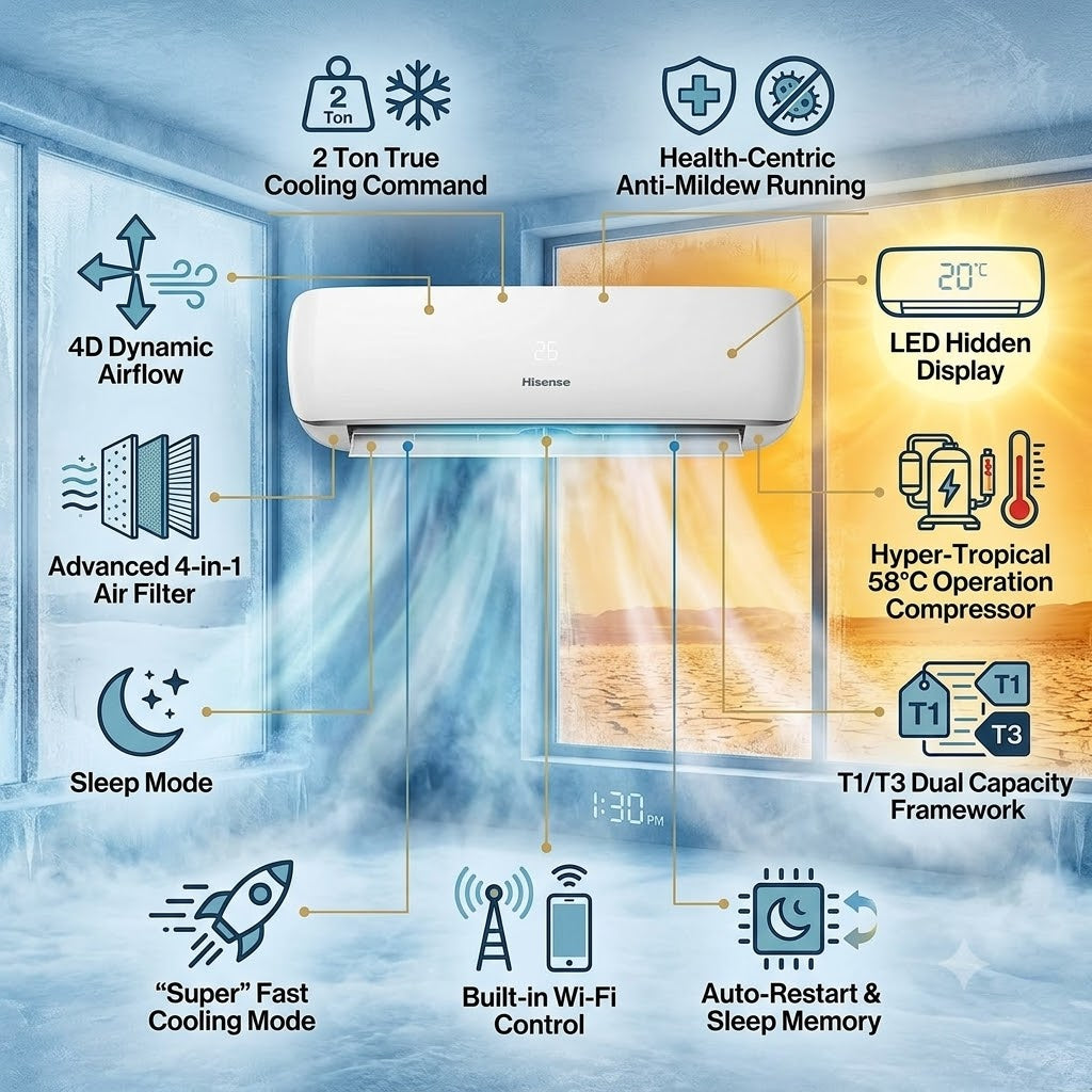 Hisense 2 Ton Rotary Split Air Conditioner - T3, HI-24CF4SBFKA03