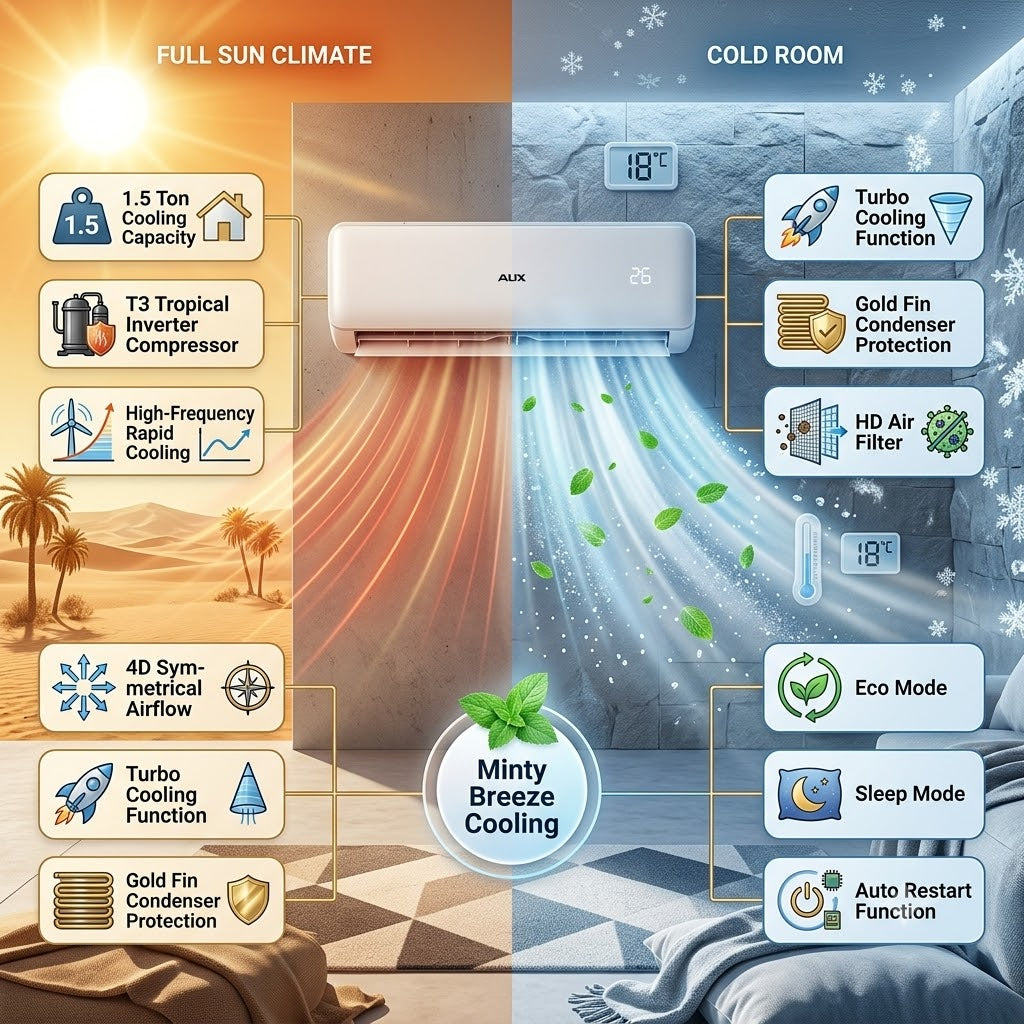 AUX 1.5 Ton Inverter Split Air Conditioner - ATW18A4DI-1AE