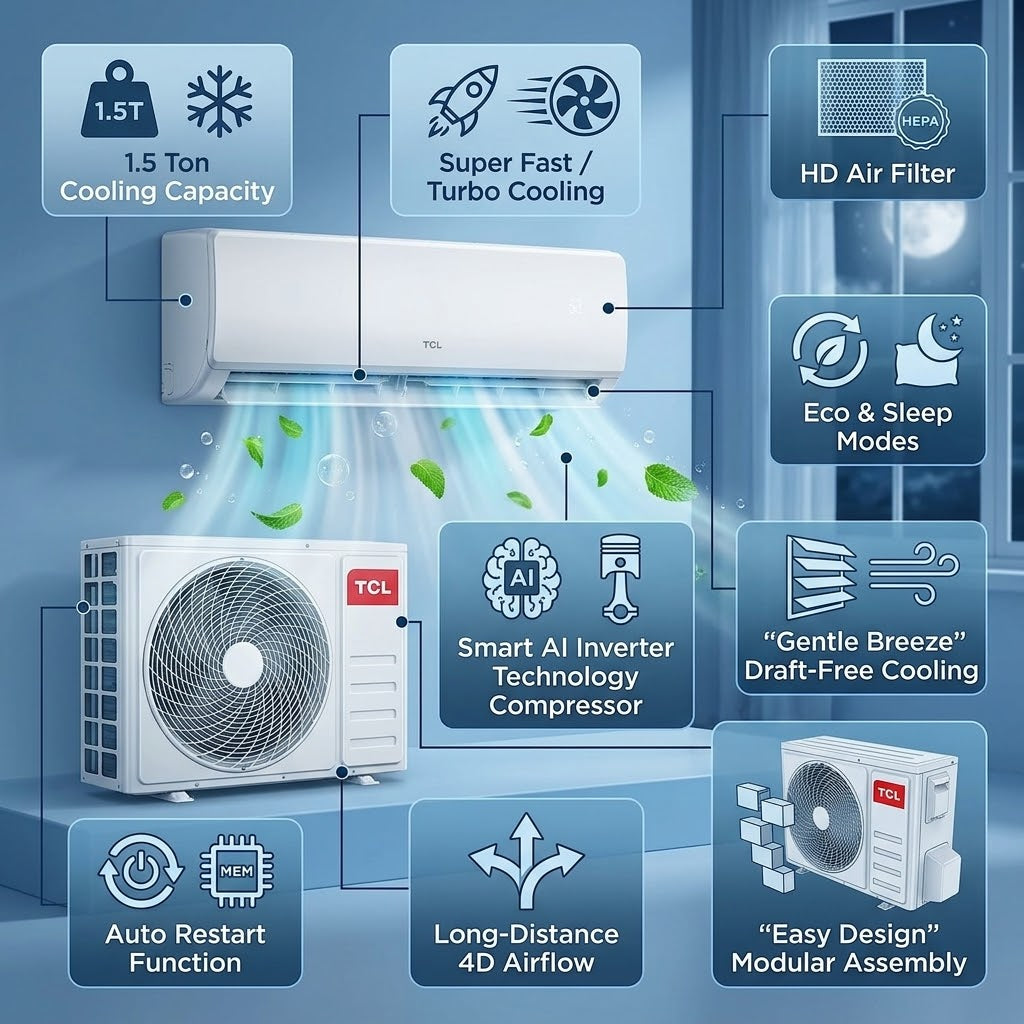 TCL 1.5 Ton Inverter Split Air Conditioner - TAC-18CSA