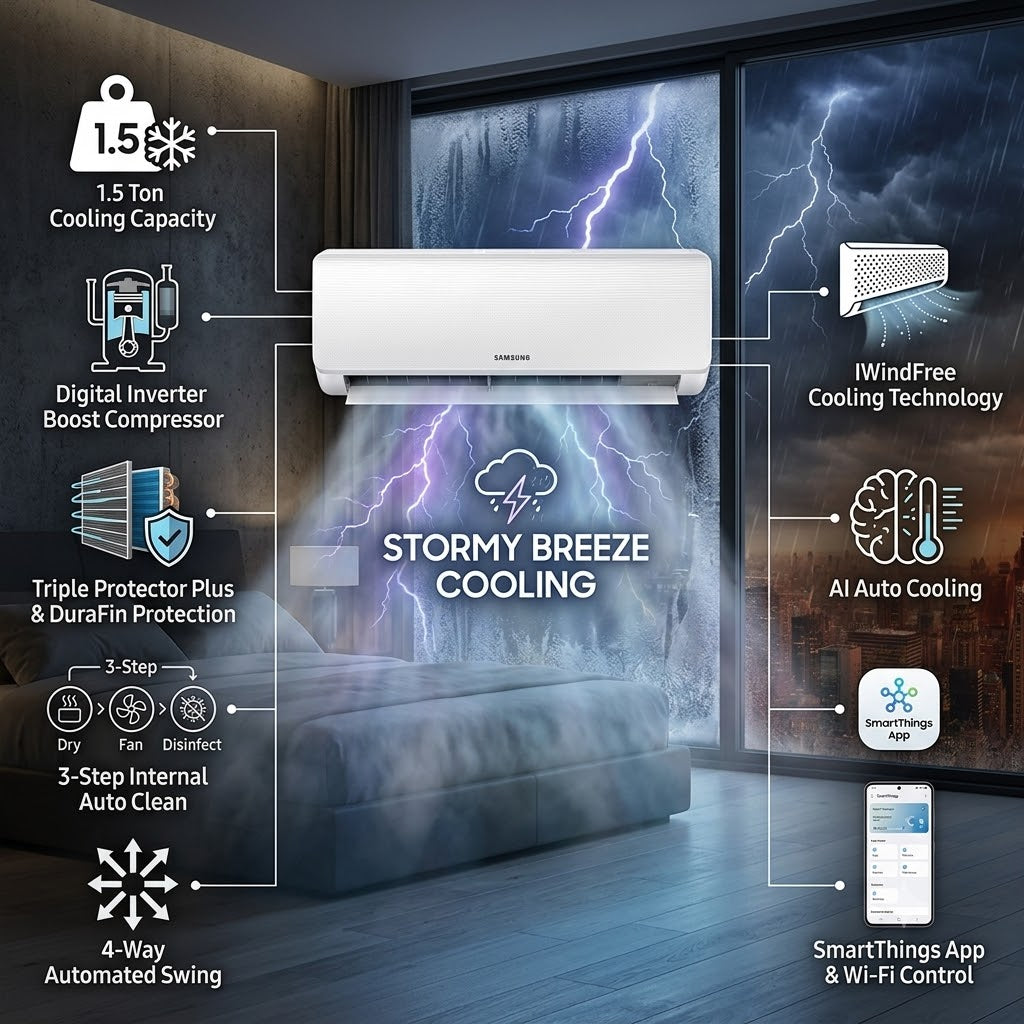 Samsung 1.5 Ton Inverter Split Air Conditioner - AR18TVFCCWKX