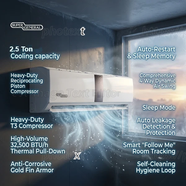 Super General 2.5 Ton T3 Piston Air Conditioner, SGS320NE