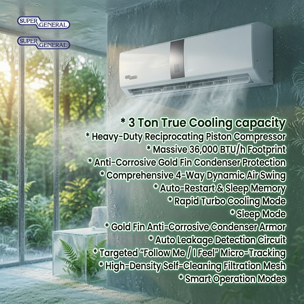 Super General 3 Ton T3 Piston Air Conditioner, SGS370CE