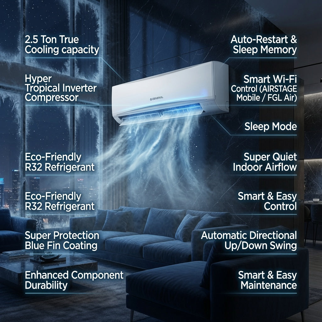 O General 2.5 Ton Inverter Split Air Conditioner - T3, AOGH30CXTA-U