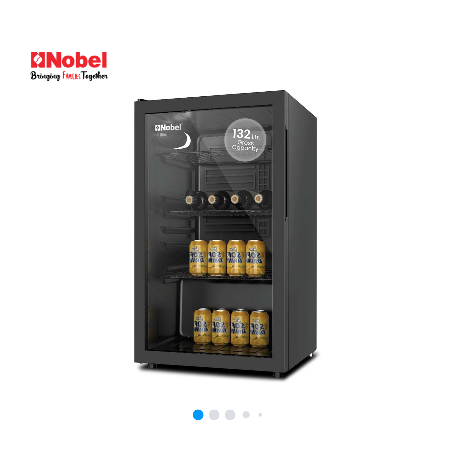 Nobel 132L Glass Door Metal Self Chiller, NBC140RH