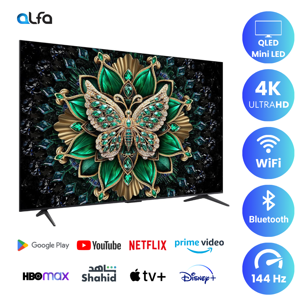 TCL 65 inch Android Smart QLED Mini LED TV - 4K - 144Hz, 65C6K