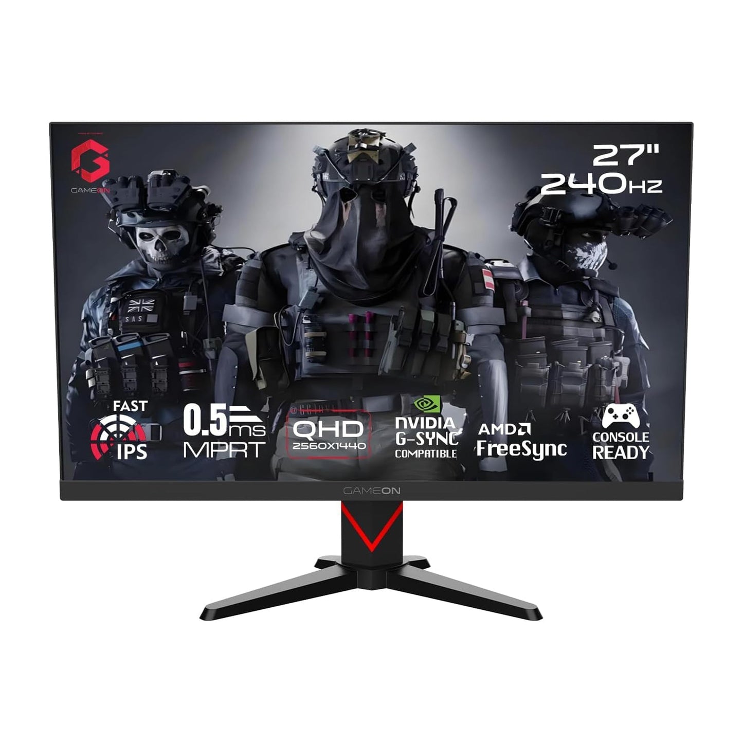 Gameon 27 inch Dominator Series Gaming Monitor - 240Hz, GOMD27QHD240IPS