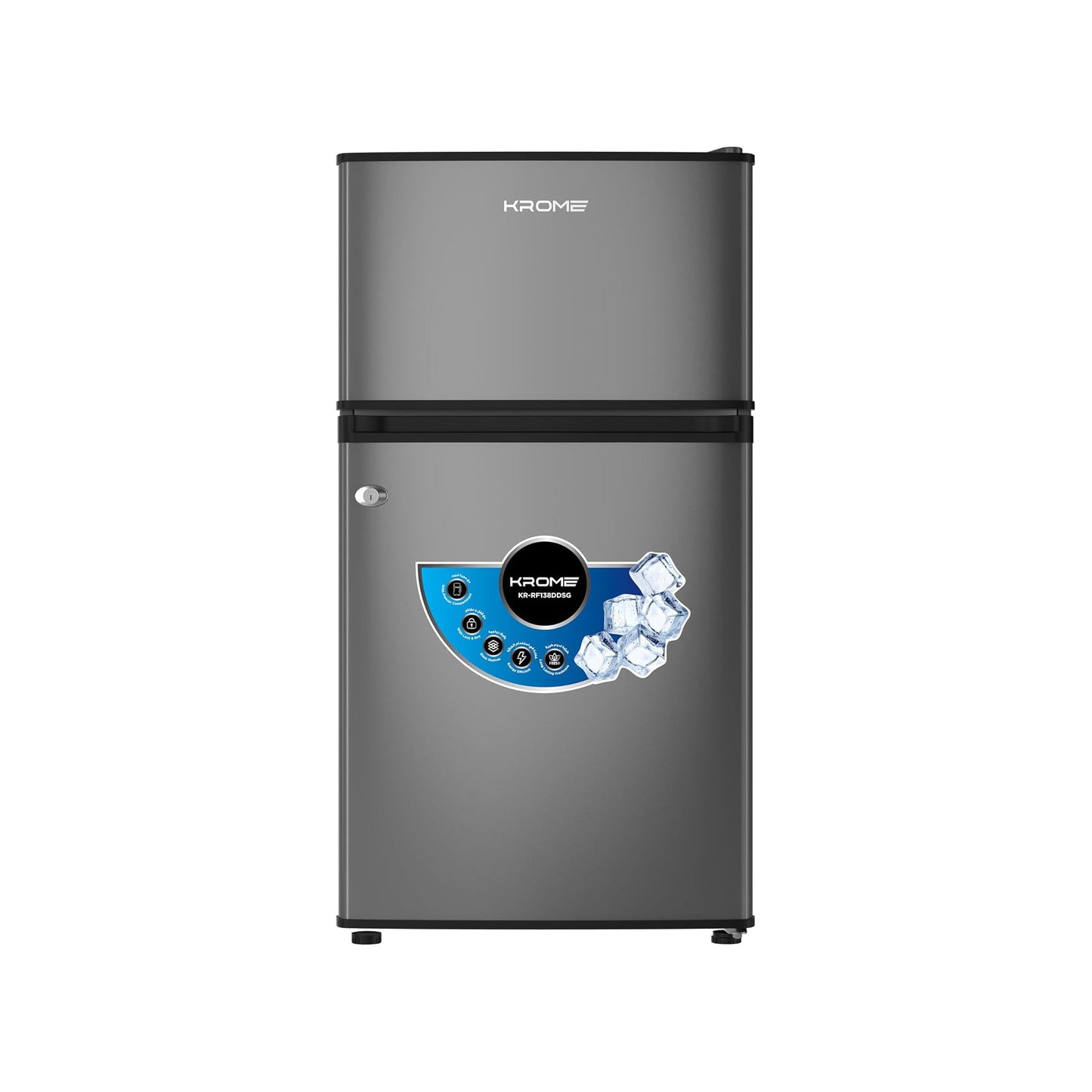 KROME 138L Double Door Refrigerator, KR-RF138DDSG
