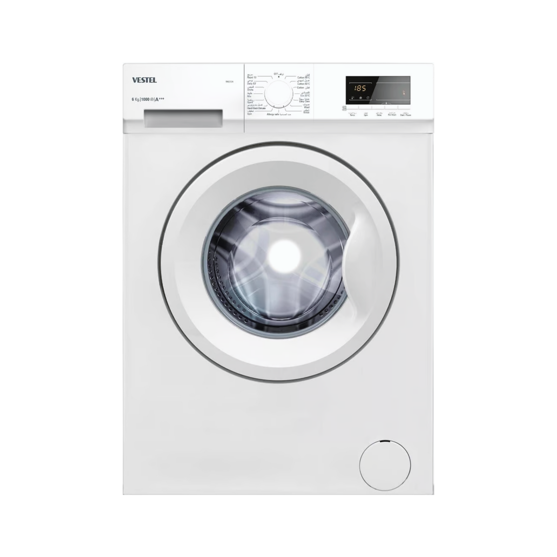 Vestel 6KG Fully Automatic Washing Machine, W6104