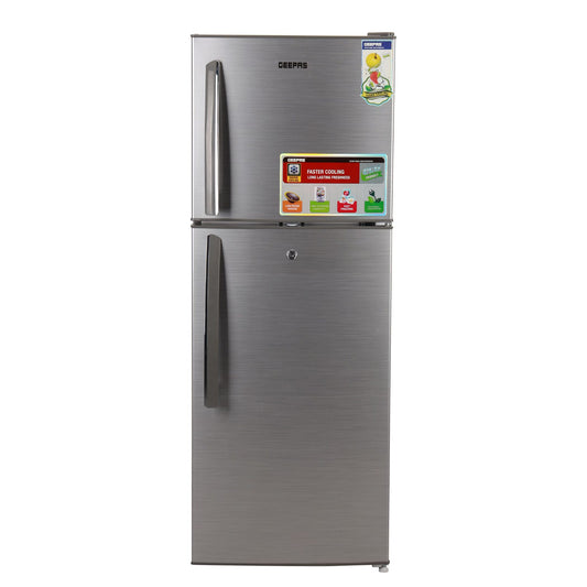 Geepas 200L Double Door Defrost Refrigerator With Grip Handle