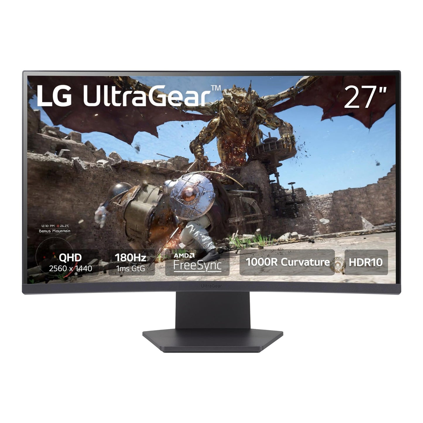 LG 27 inch QHD Curved Gaming Monitor - 180Hz, 27GS60QC-B