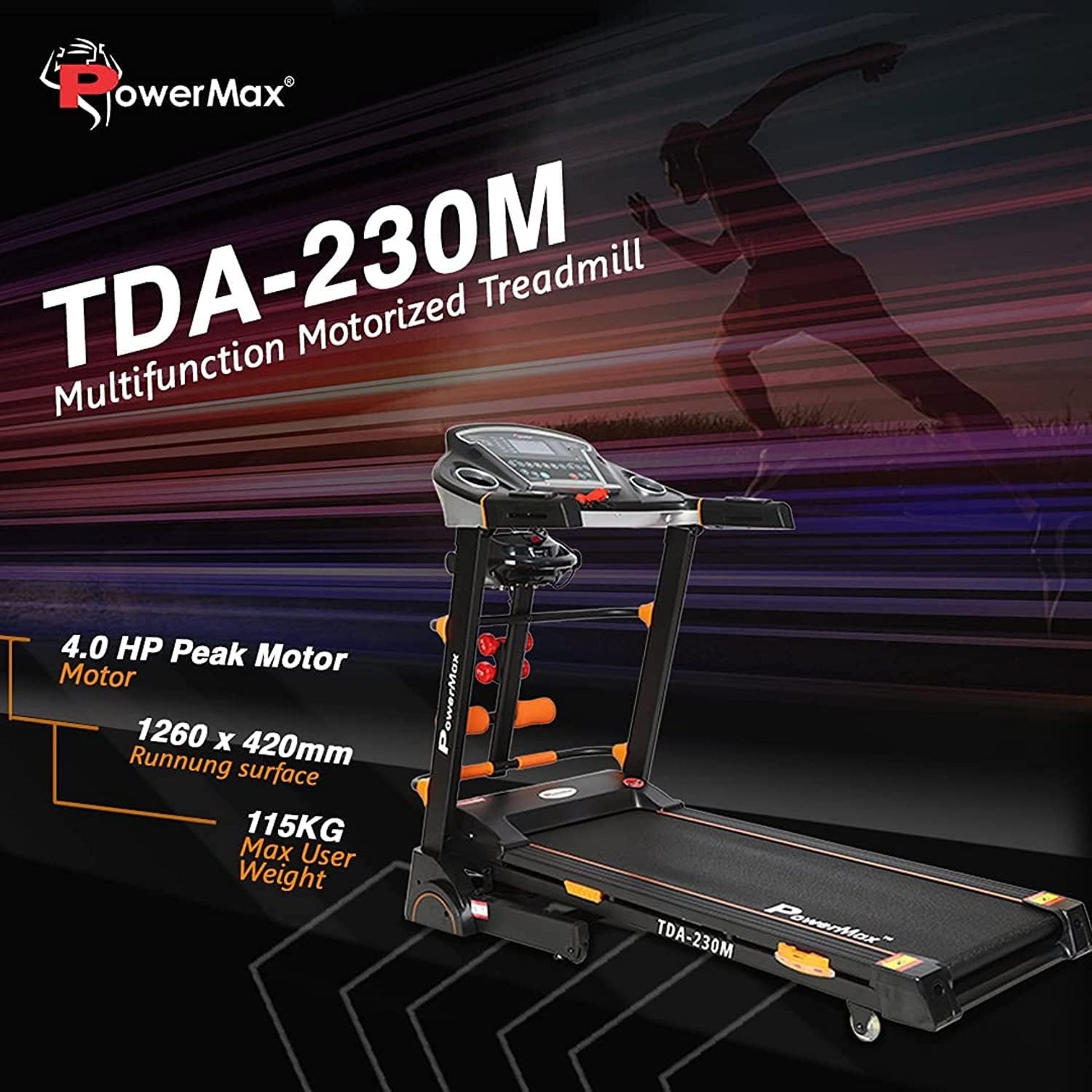 PowerMax Automatic Incline, Semi-Auto Lubrication Treadmill, TDA