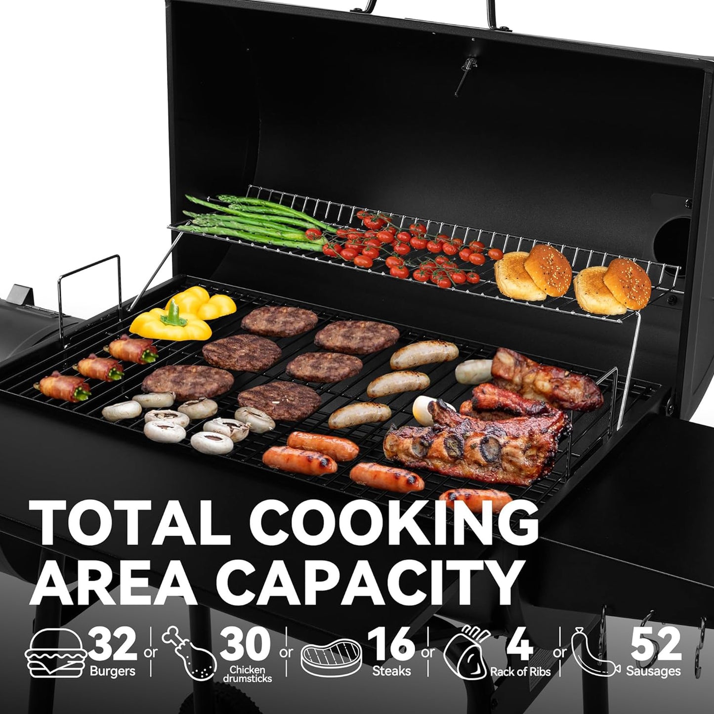 Royal Gourmet Charcoal Grill Offset Smoker with Cover, CC1830SC