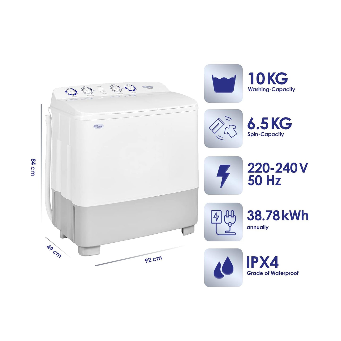 Super General 10KG Twin Hub Washing Machine, SGW105