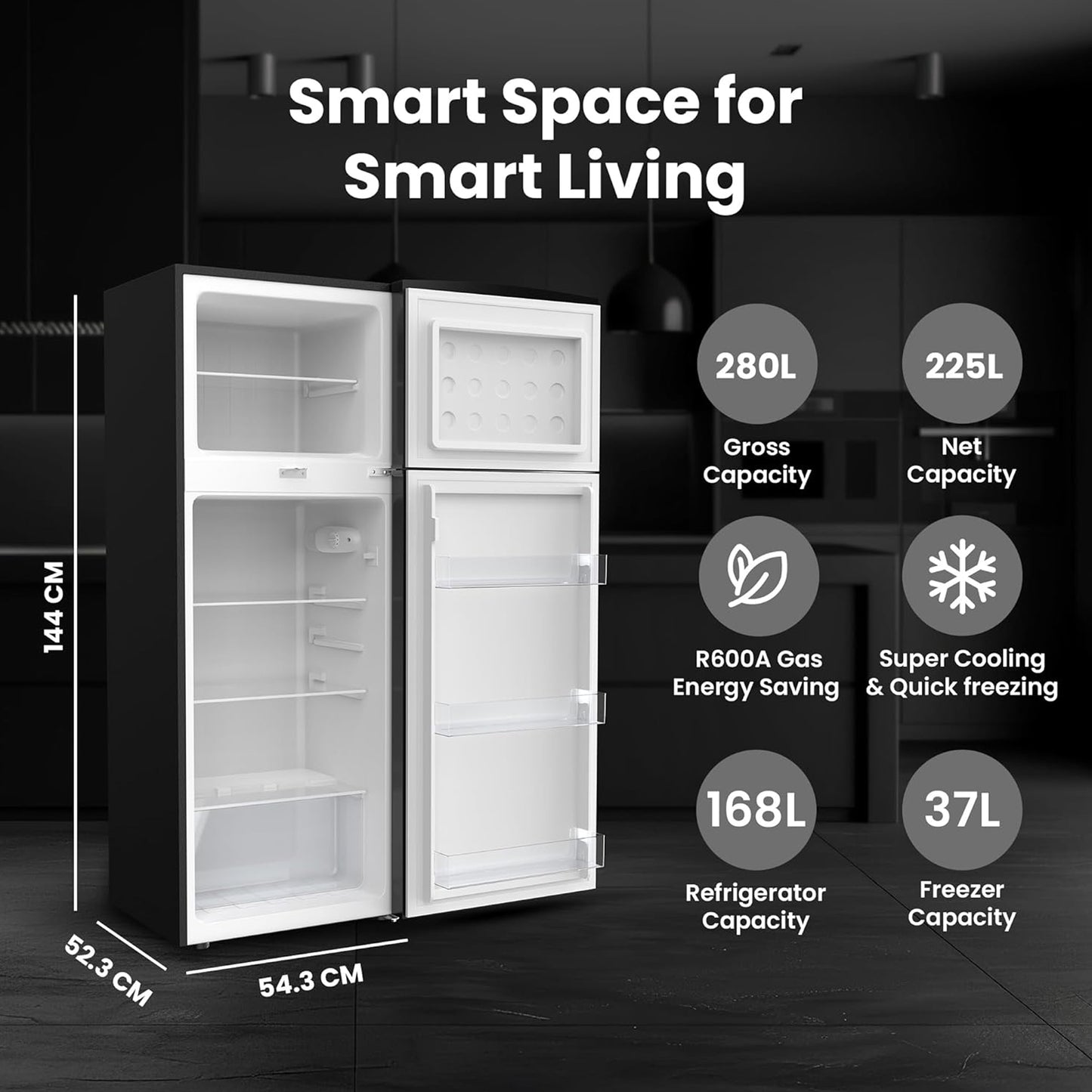 Nikai 280L Top Mount Refrigerator, NRF280DN5S1