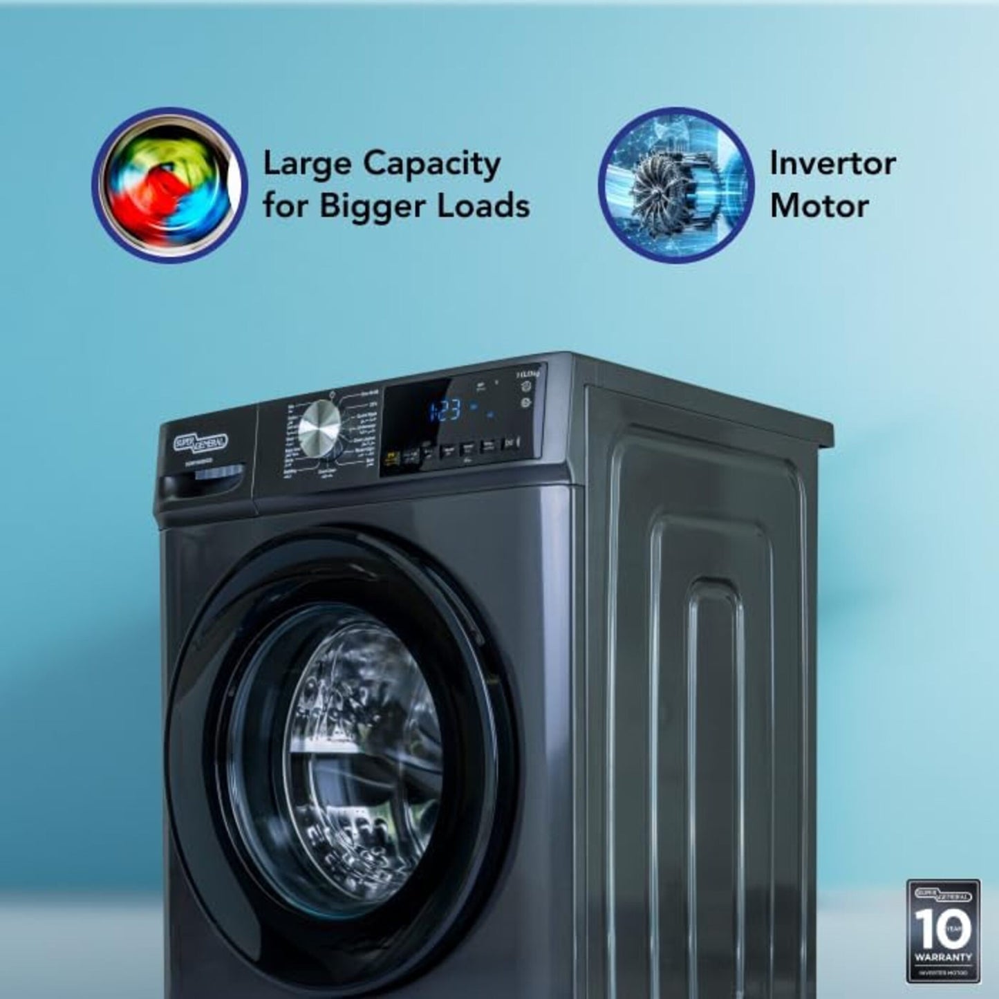 Super General 10KG Fully Automatic Washing Machine, SGW10450HDS