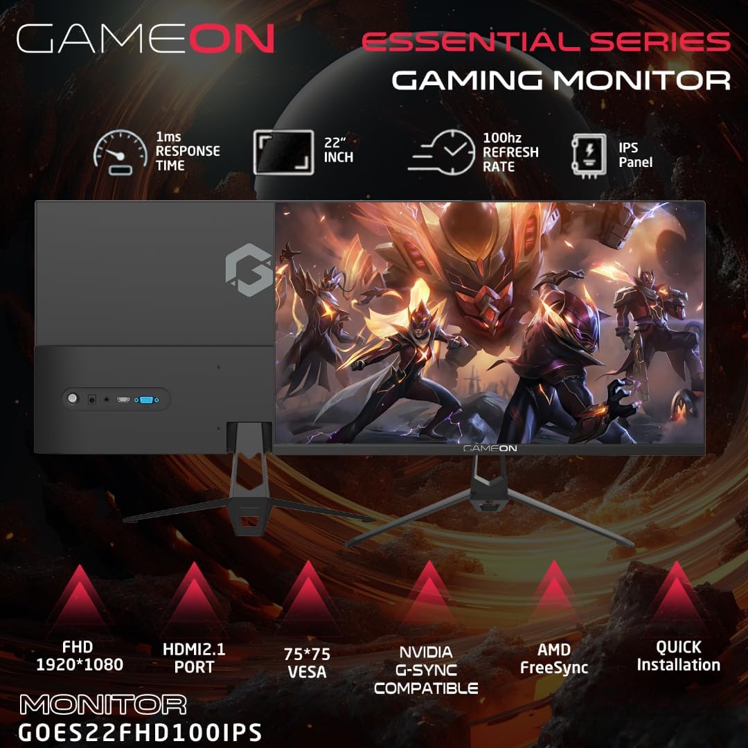 Gameon 22 inch FHD IPS Gaming Monitor - 100Hz, GOES22FHD100IPS