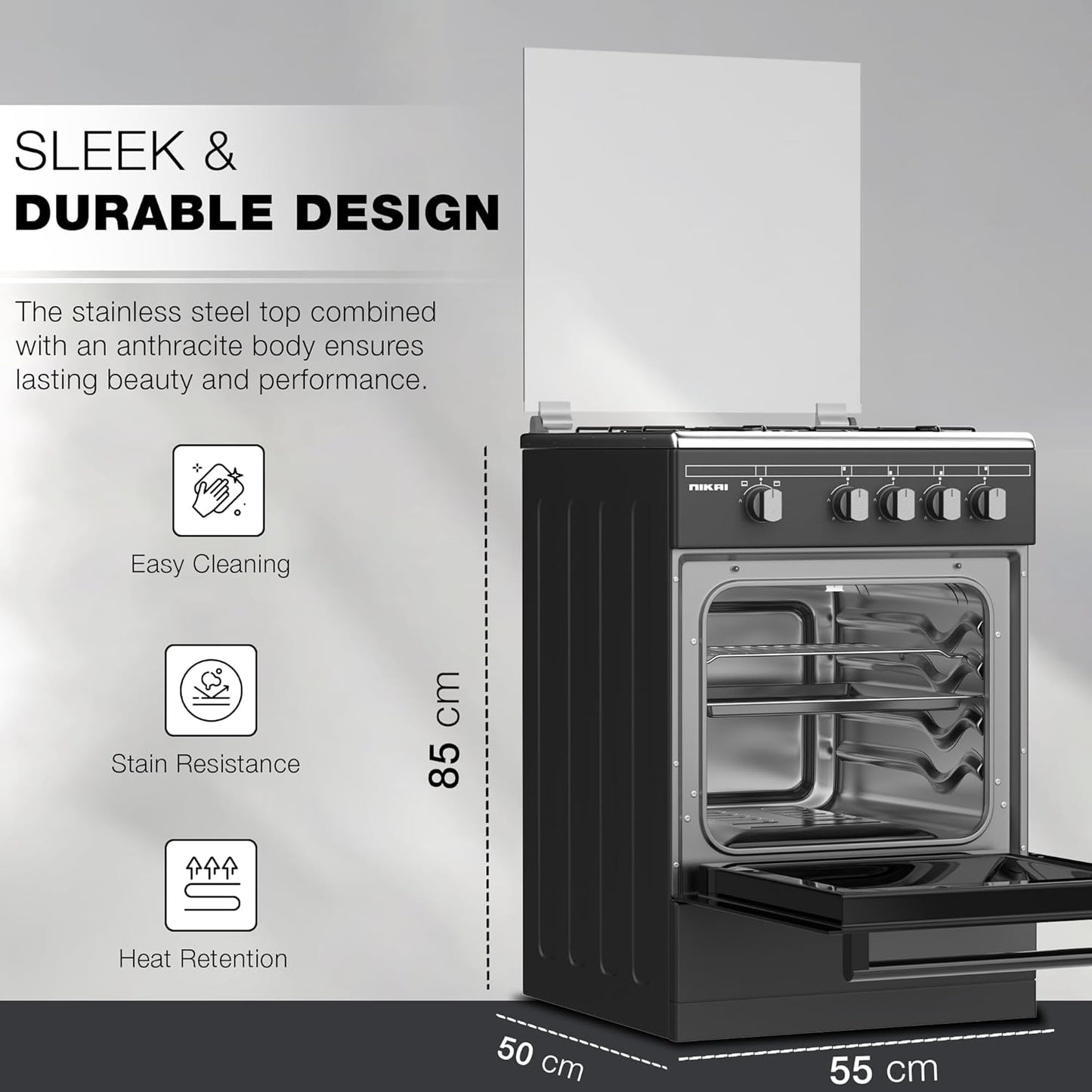 Nikai 50x55 Full Safety 4 Burner Gas Cooker, U3110NBFS