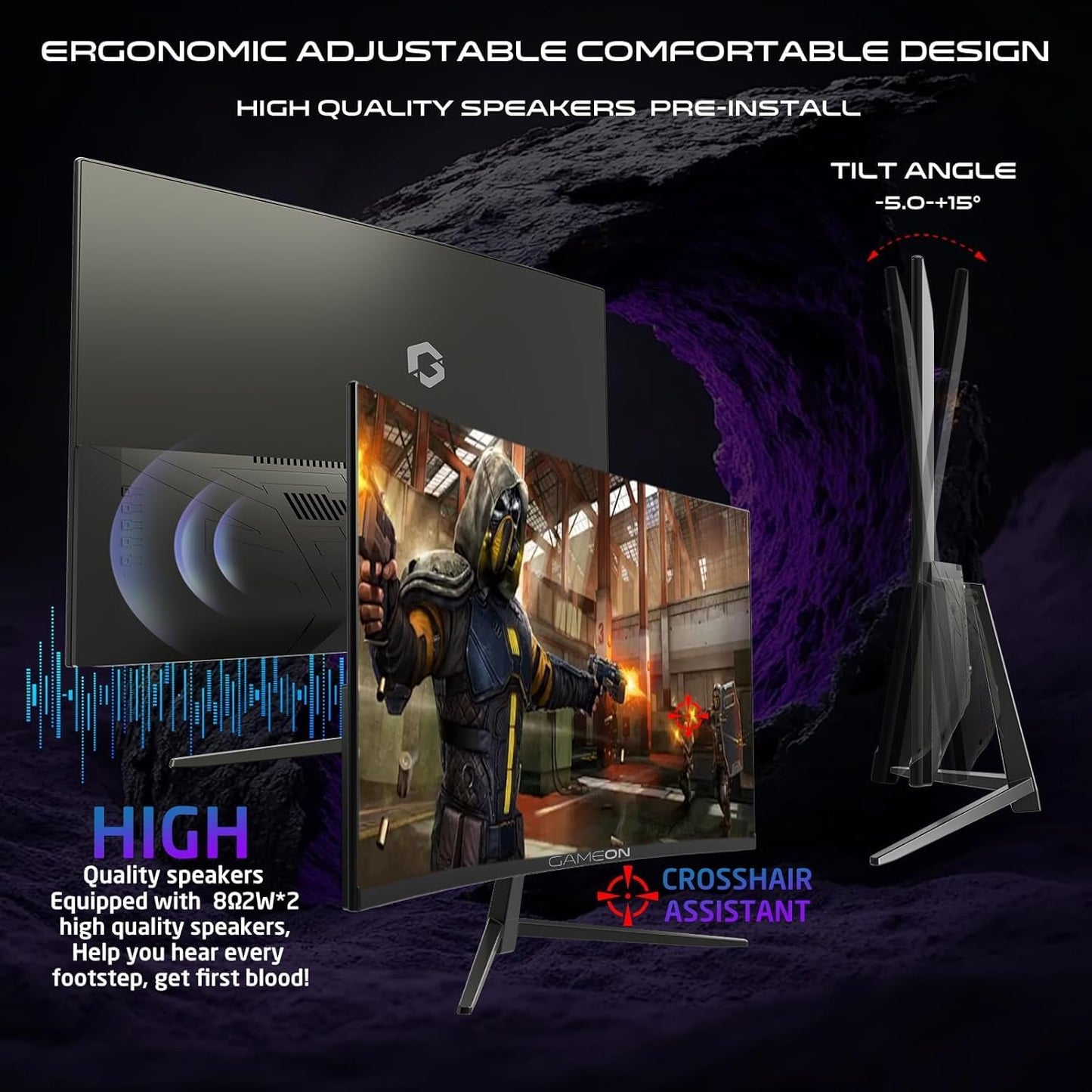 GAMEON 27” Curved Gaming Monitor, GOC27F180VA