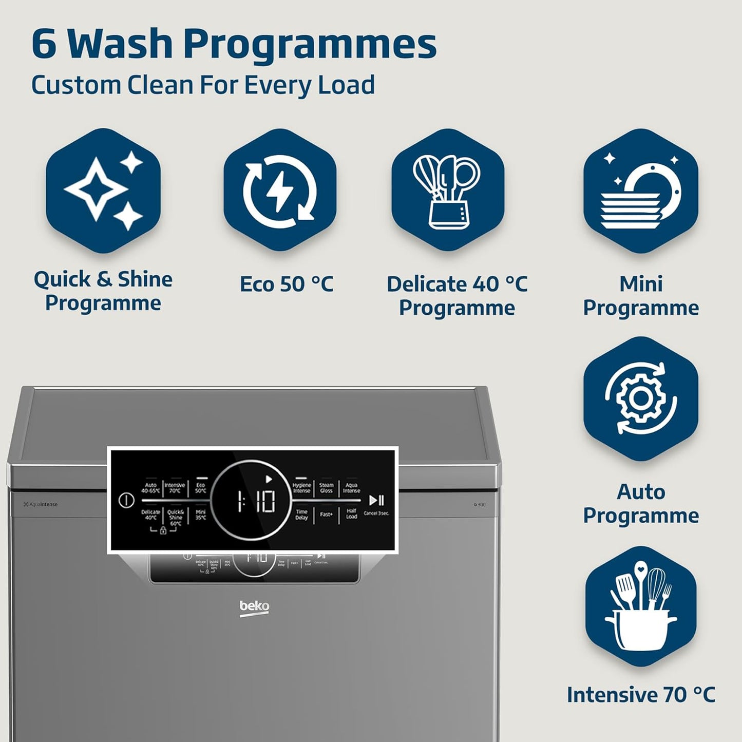 Beko 14 Place Free Standing Dishwasher, BDFN36422SQ
