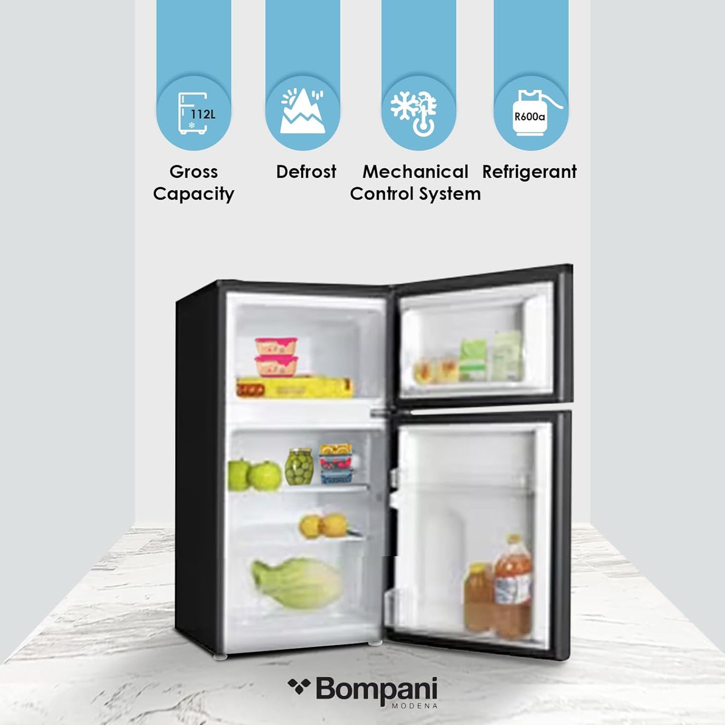 Bompani 100L Double Door Refrigerator, BR100SS