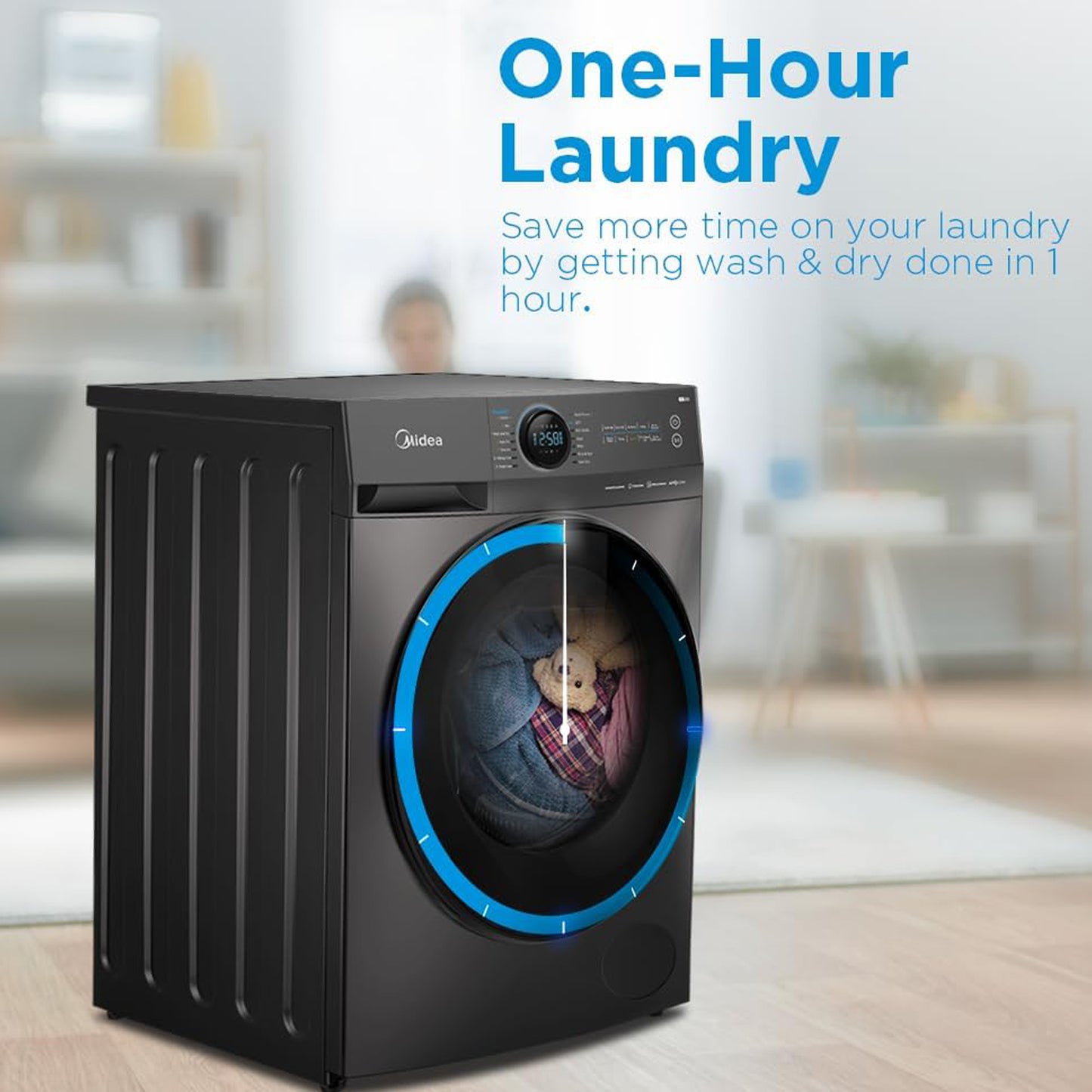 Midea 12/8KG Washing Machine and Dryer, MF200DI20WBTGCC