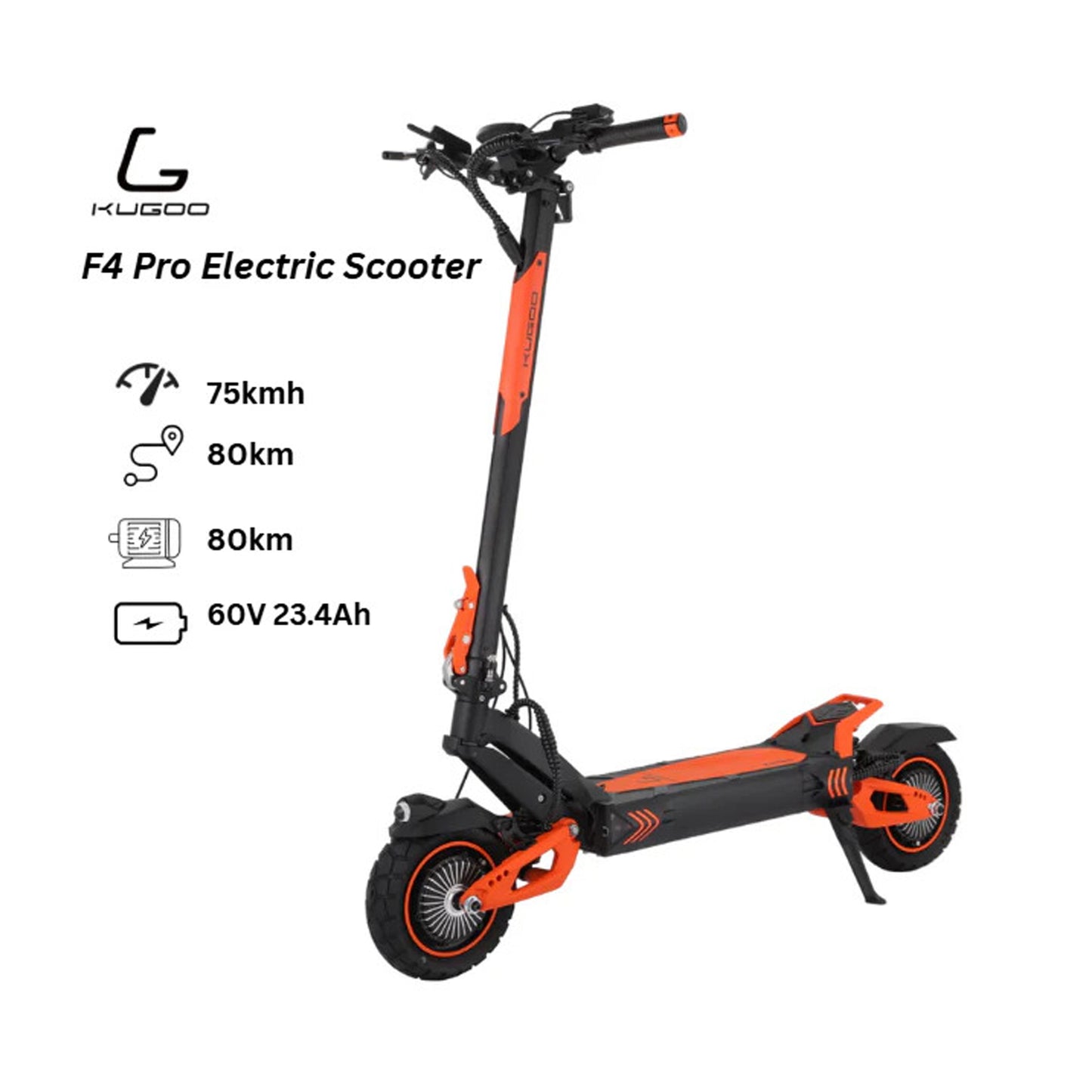 Kugoo Electric Scooter 1400W x 2 70-80KM Range 68KM Speed, F4 Pro