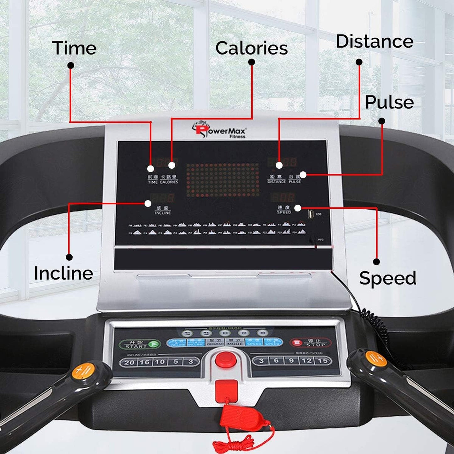 PowerMax Commercial & Automatic Incline Motorized Treadmill, TA-C4