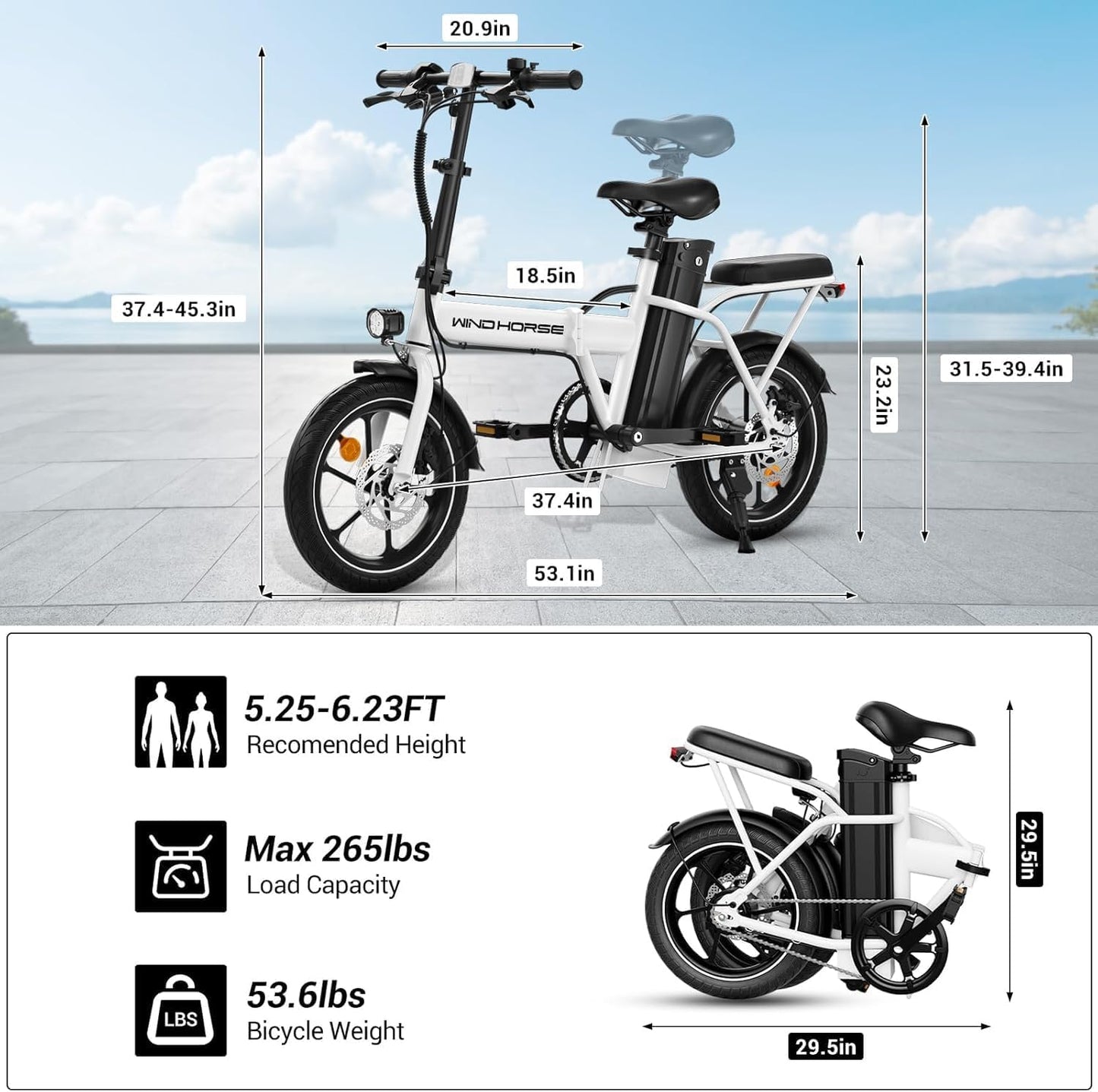Wind Horse Electric Scooter 350W 30KM Range 35KM Speed, W2 A
