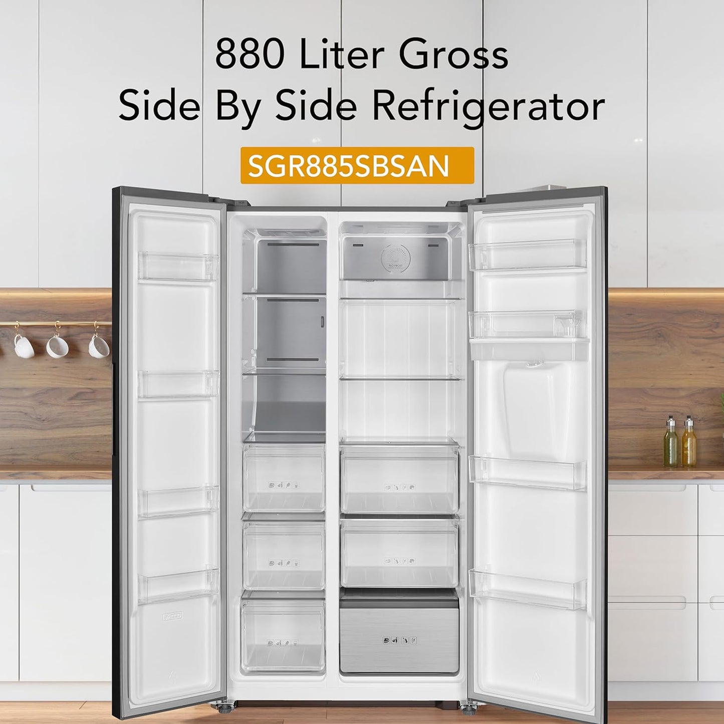 Super General 885L Side by Side Refrigerator, SGR885SBSAN