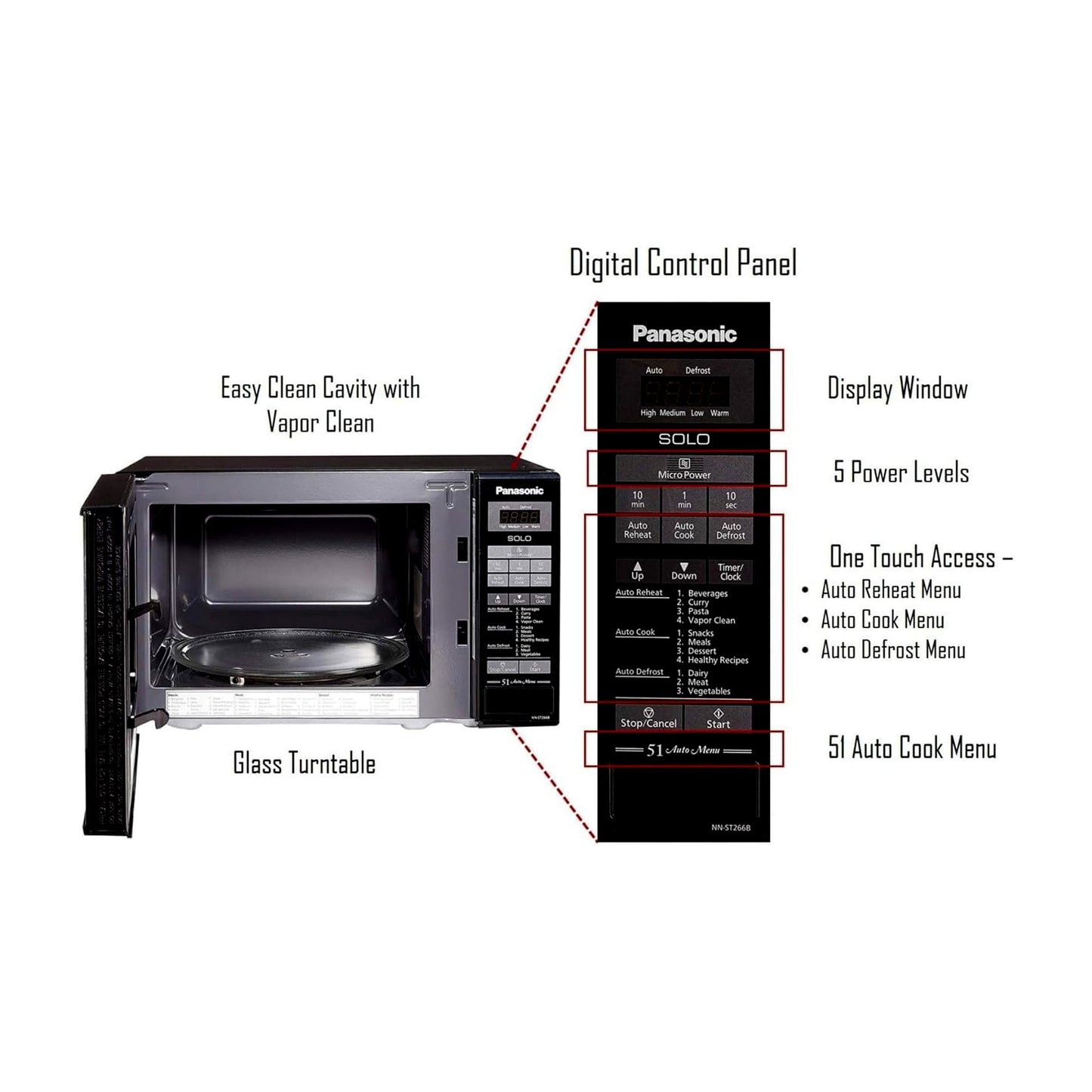 Panasonic 20L Solo Microwave Oven, NN-ST266B